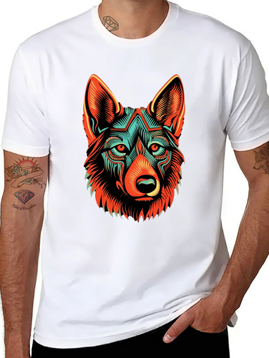 German Shepherd Funny Dog Street Art Comic Pet Breathable Soft Cotton T-Shirt – Timeless Casual Look