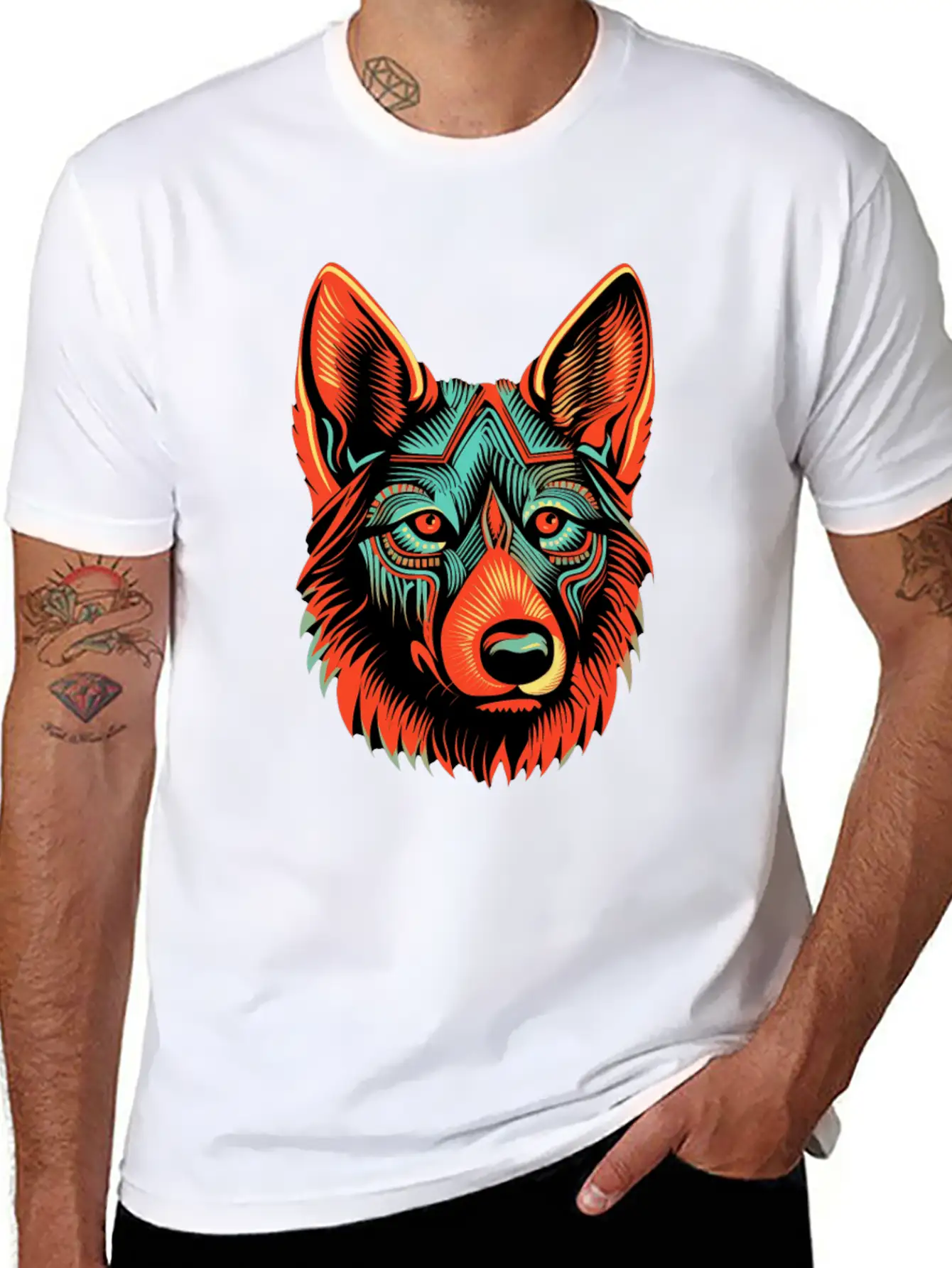 German Shepherd Funny Dog Street Art Comic Pet Breathable Soft Cotton T-Shirt – Timeless Casual Look
