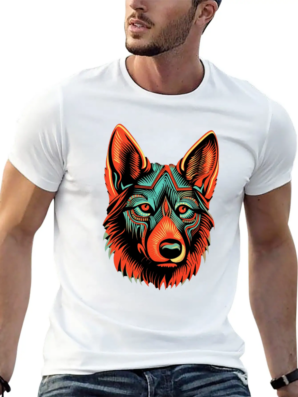 German Shepherd Funny Dog Street Art Comic Pet Breathable Soft Cotton T-Shirt – Timeless Casual Look