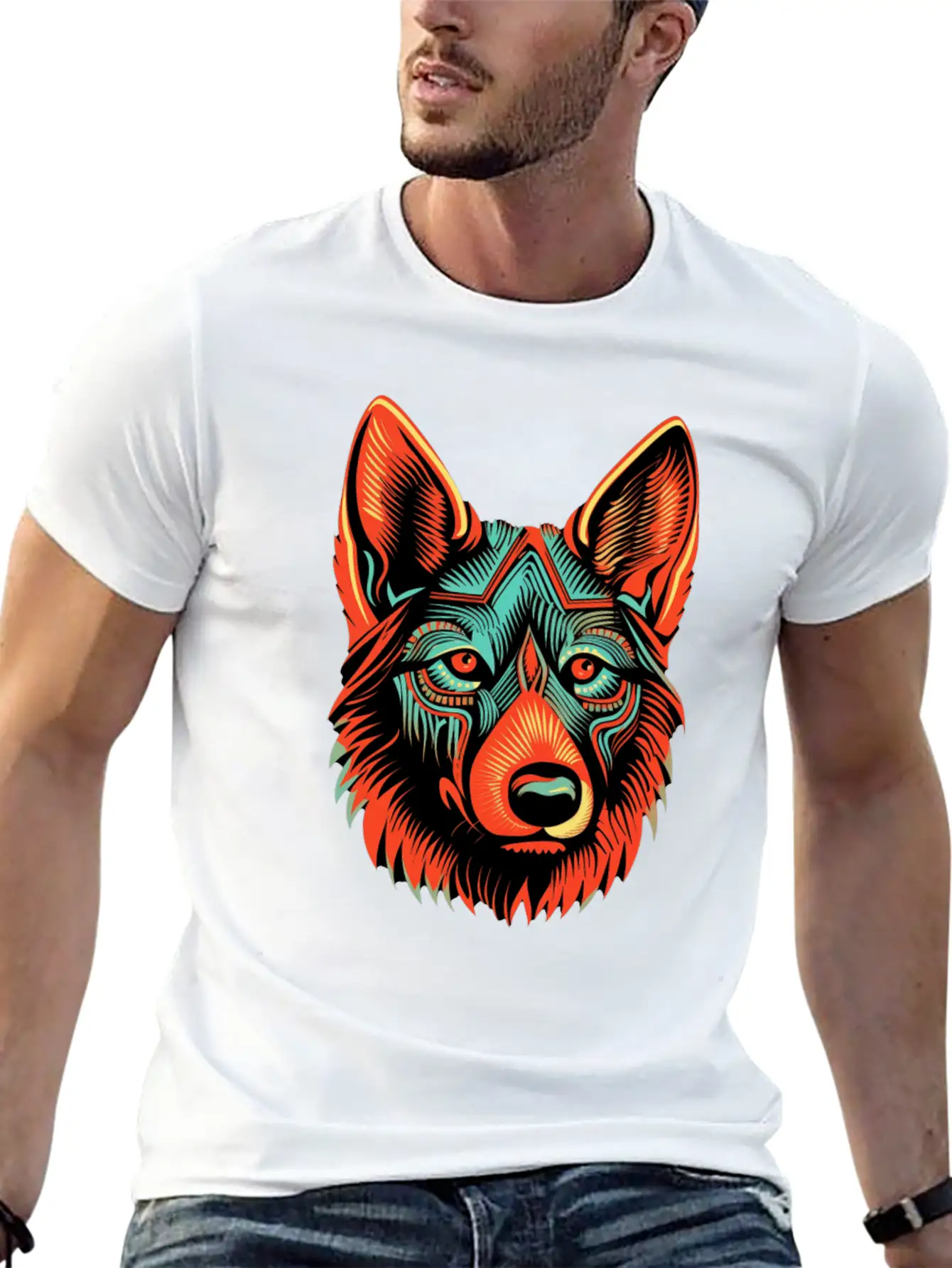 German Shepherd Funny Dog Street Art Comic Pet Breathable Soft Cotton T-Shirt – Timeless Casual Look