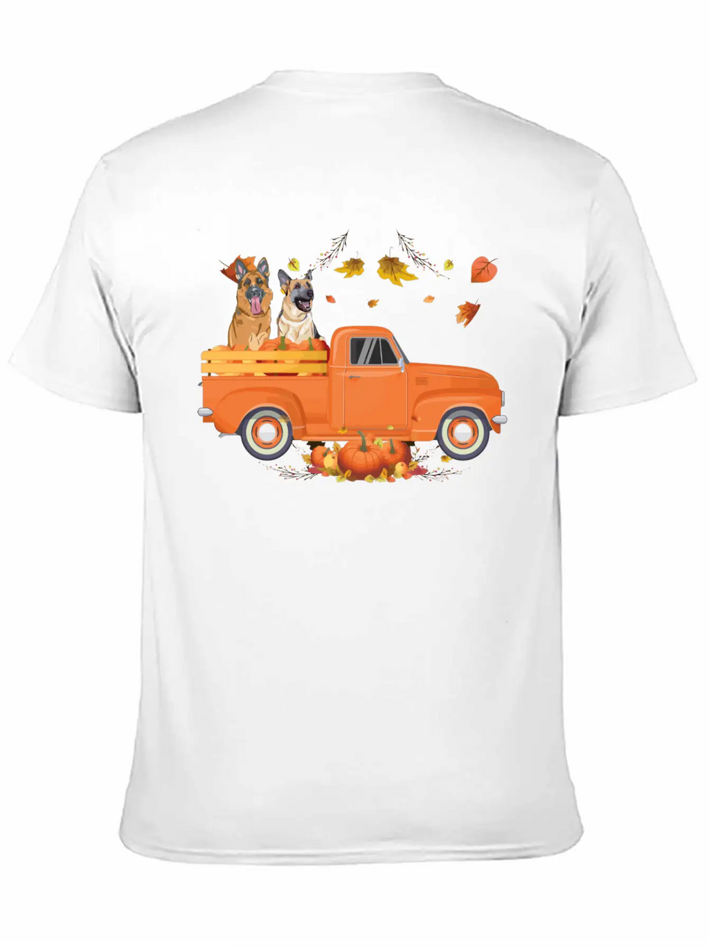 German Shepherd Pumpkin Truck Fall Thanksgiving Ha Stylish Everyday T-Shirt – Unisex Basic Cotton Tee