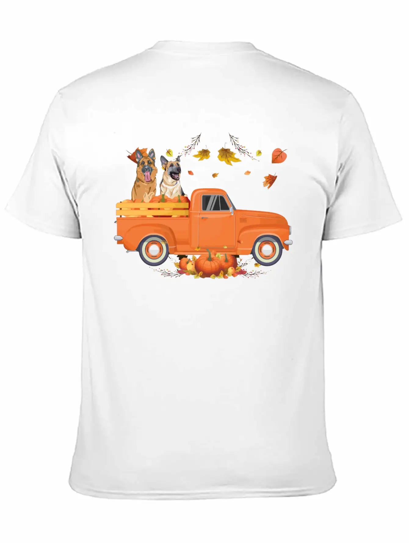 German Shepherd Pumpkin Truck Fall Thanksgiving Ha Stylish Everyday T-Shirt – Unisex Basic Cotton Tee