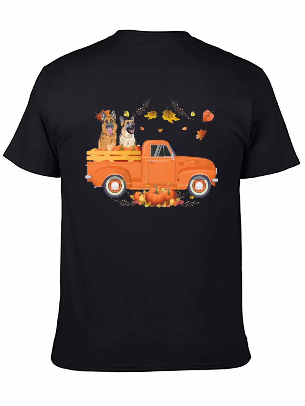 German Shepherd Pumpkin Truck Fall Thanksgiving Ha Stylish Everyday T-Shirt – Unisex Basic Cotton Tee