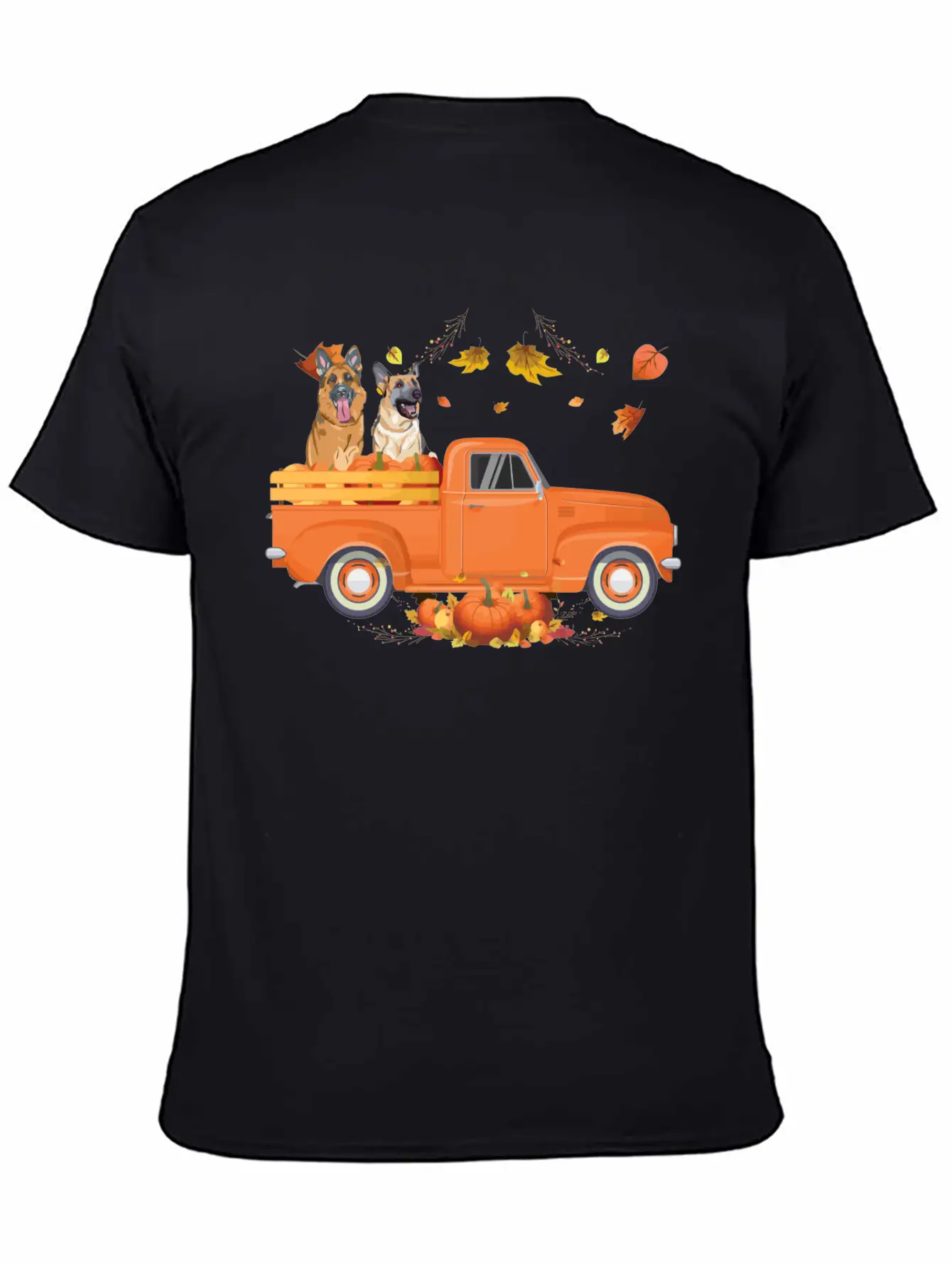 German Shepherd Pumpkin Truck Fall Thanksgiving Ha Stylish Everyday T-Shirt – Unisex Basic Cotton Tee
