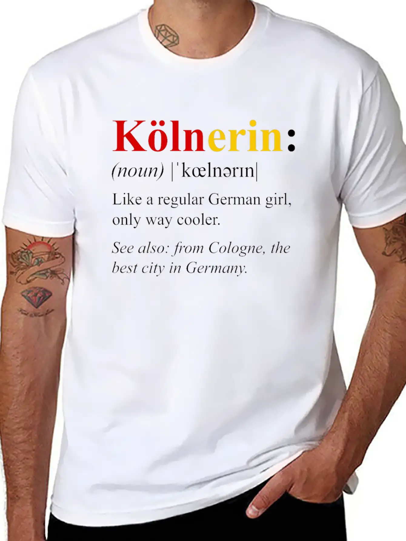 Germany Flag Cologne Design Kolnerin Definition Breathable Soft Cotton T-Shirt – Timeless Casual Look
