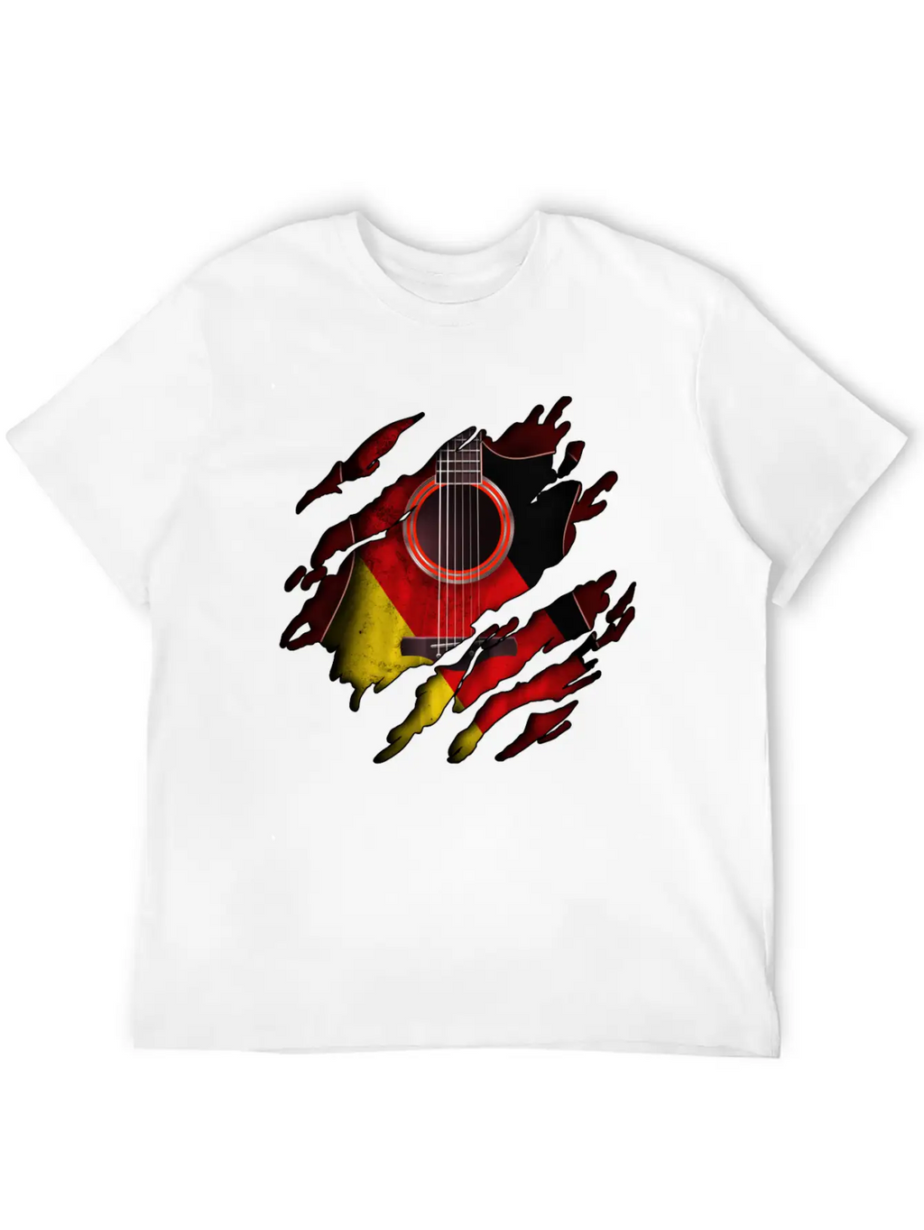 Germany Flag Inside Guitar Essential Cotton Tee For Daily Outfits – Unisex Style