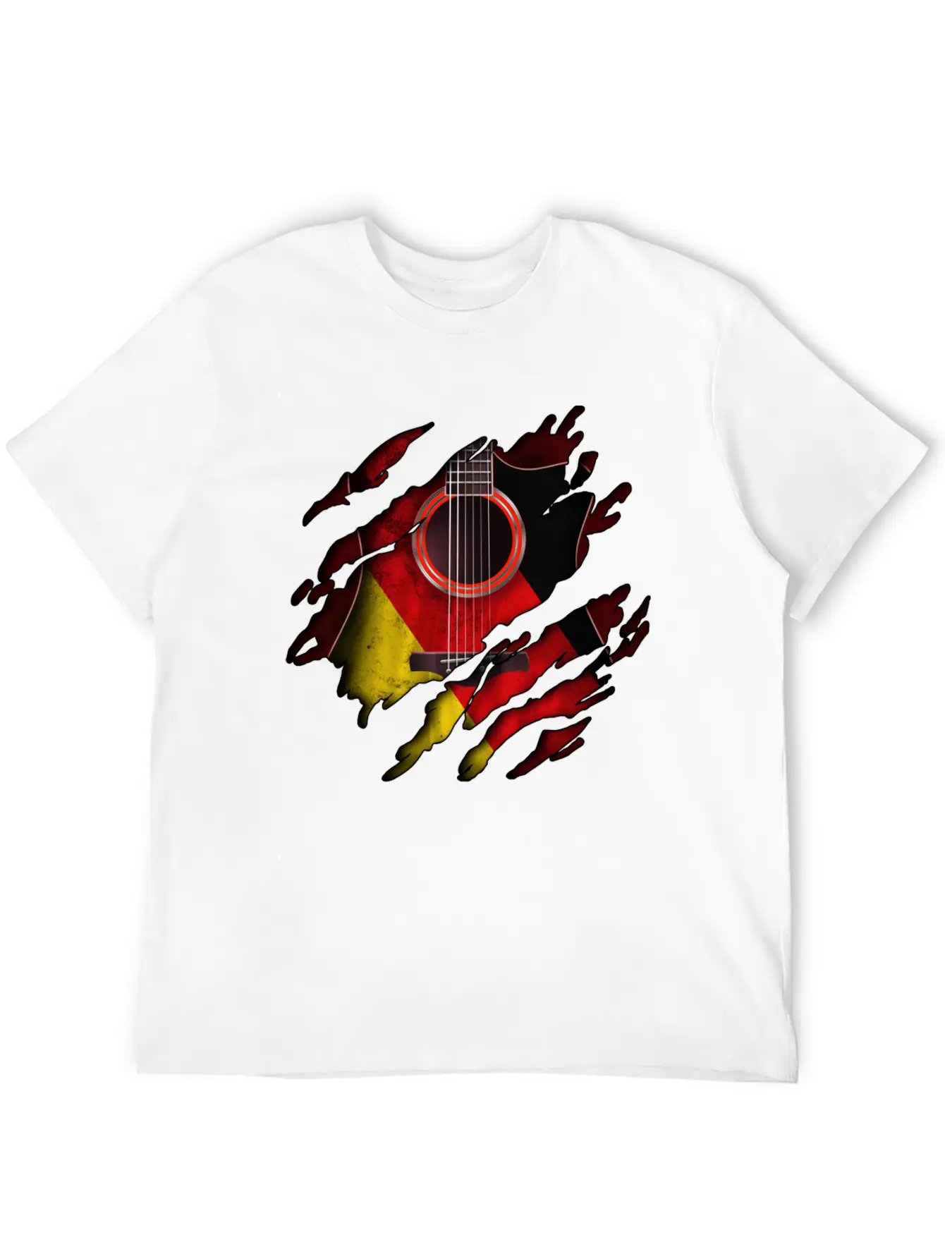 Germany Flag Inside Guitar Essential Cotton Tee For Daily Outfits – Unisex Style