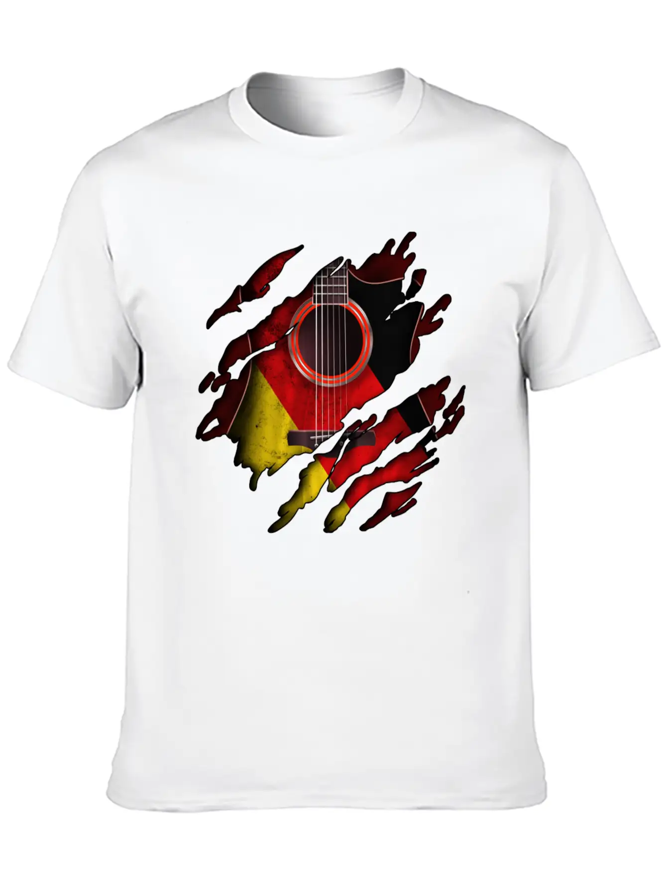 Germany Flag Inside Guitar Essential Cotton Tee For Daily Outfits – Unisex Style
