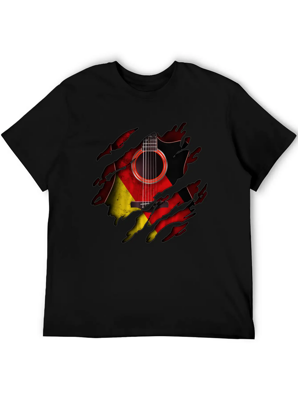 Germany Flag Inside Guitar Essential Cotton Tee For Daily Outfits – Unisex Style