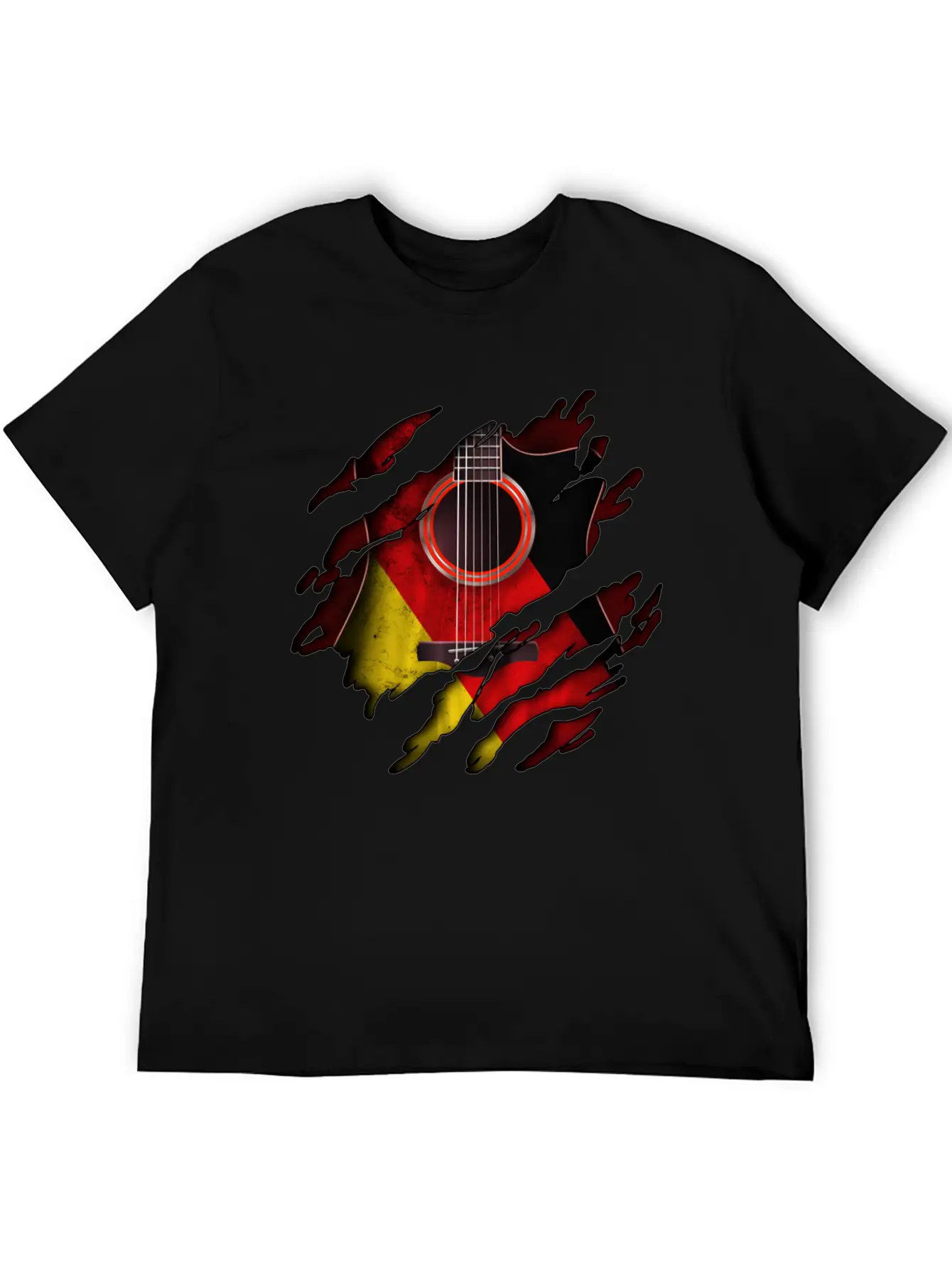 Germany Flag Inside Guitar Essential Cotton Tee For Daily Outfits – Unisex Style