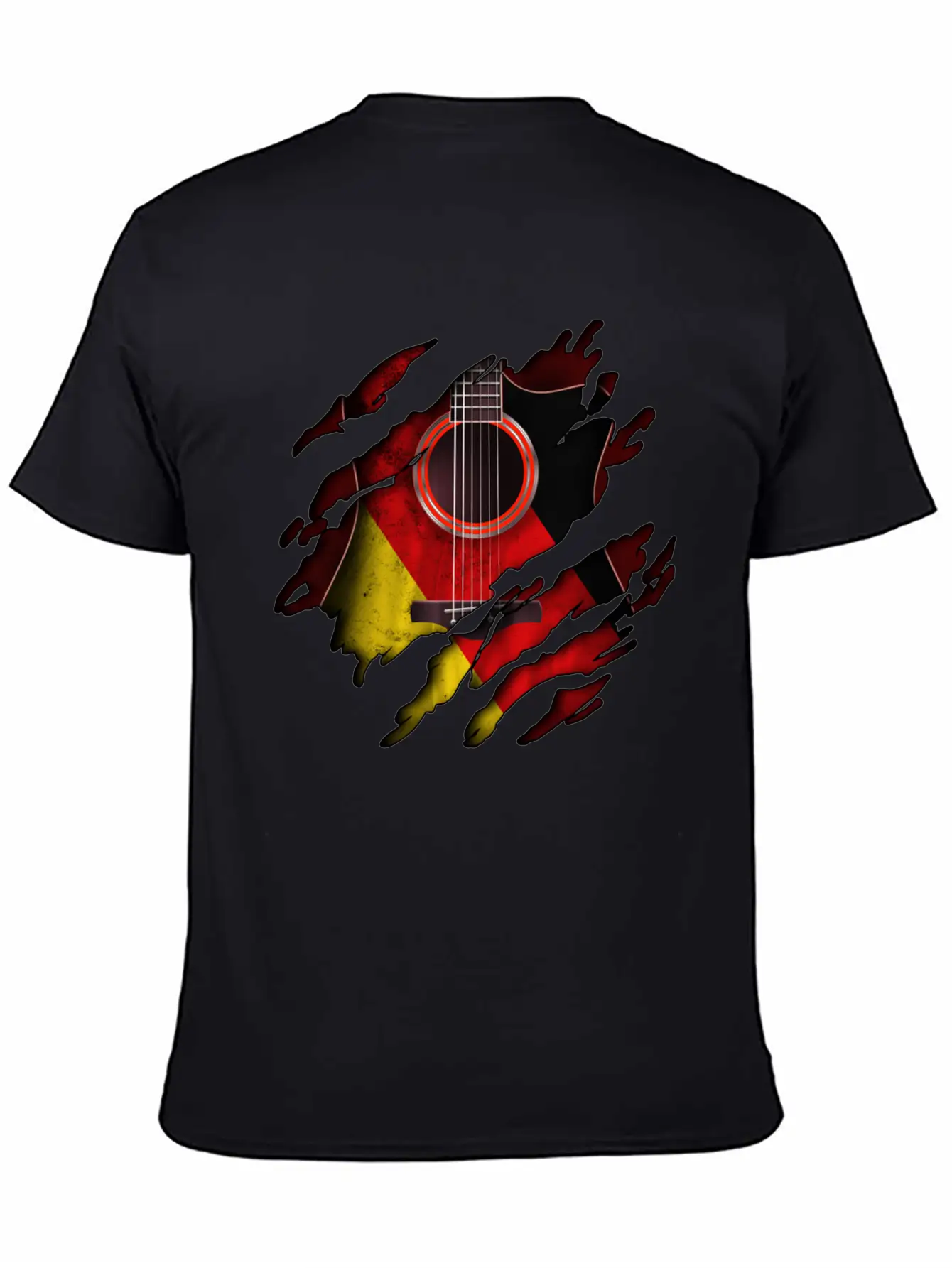 Germany Flag Inside Guitar Essential Cotton Tee For Daily Outfits – Unisex Style