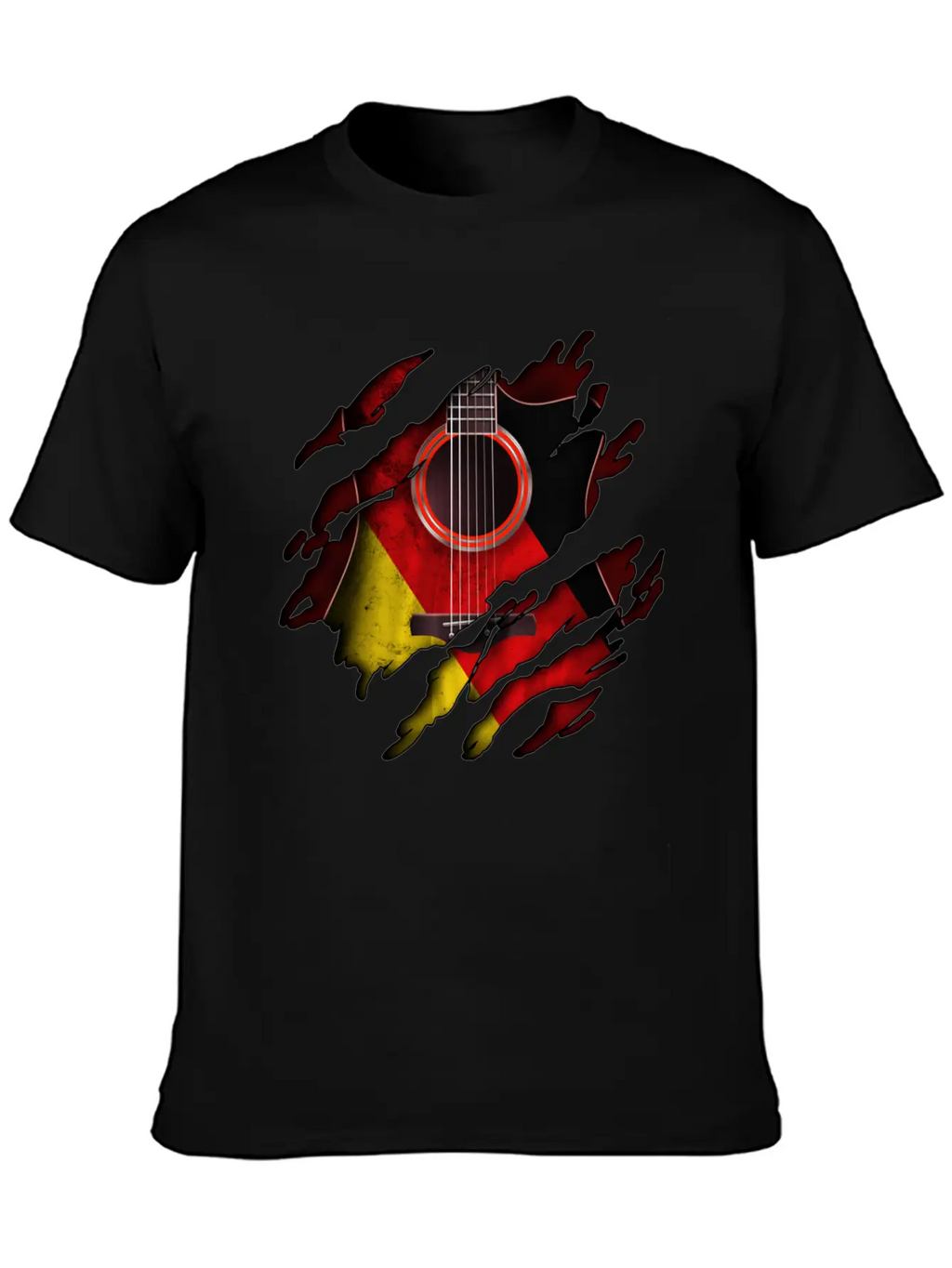Germany Flag Inside Guitar Essential Cotton Tee For Daily Outfits – Unisex Style