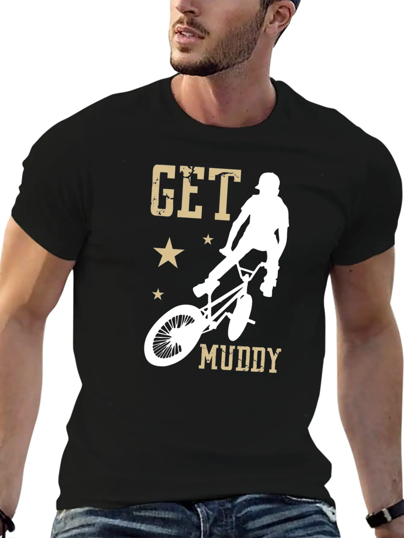 Get Muddy Riding Bicycle Healthy Lifestyle Travel Basic Graphic T-Shirt – Daily Comfort In Soft Cotton