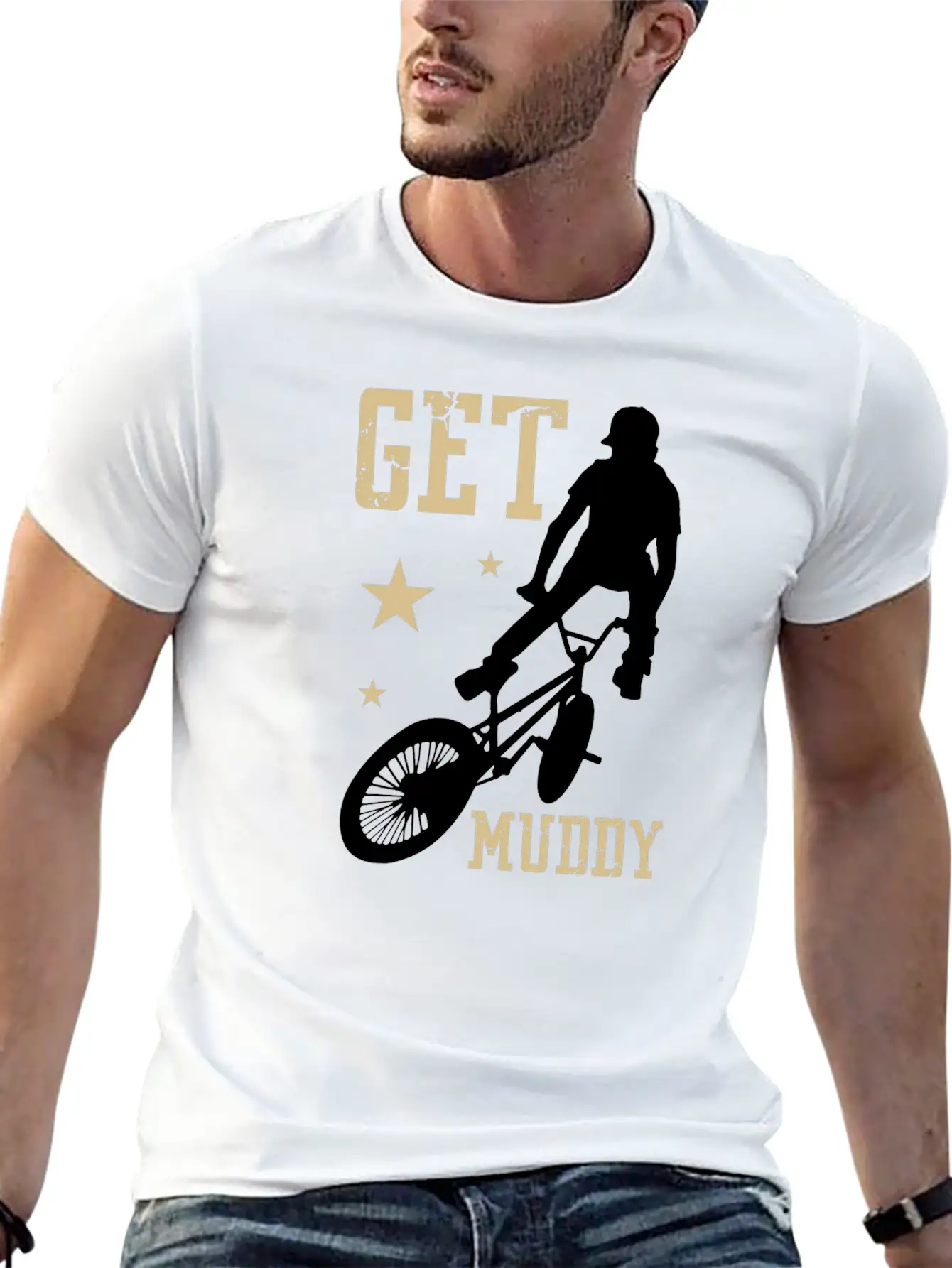 Get Muddy Riding Bicycle Healthy Lifestyle Travel Basic Graphic T-Shirt – Daily Comfort In Soft Cotton