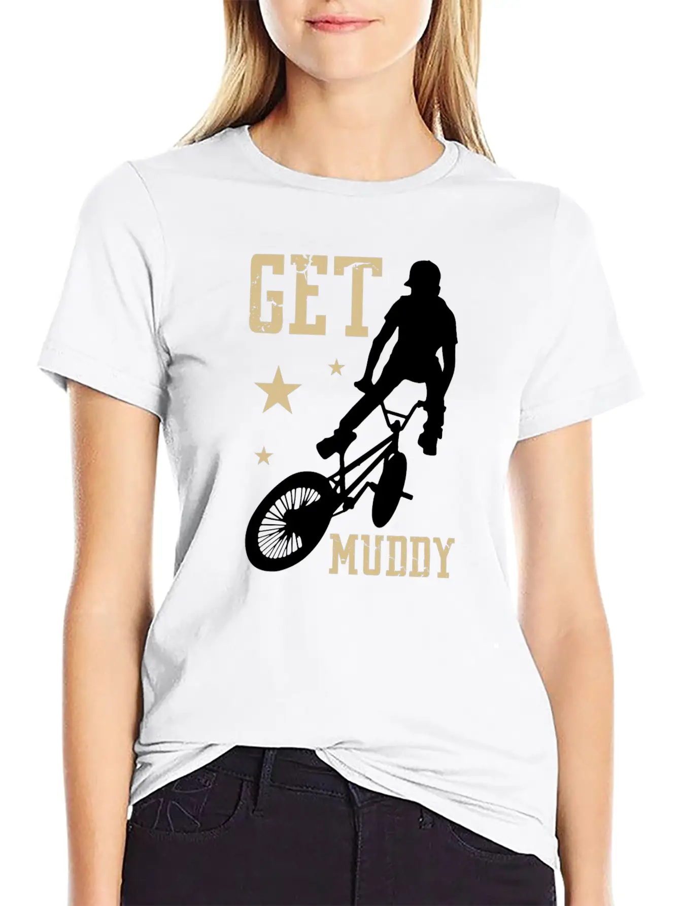 Get Muddy Riding Bicycle Healthy Lifestyle Travel Basic Graphic T-Shirt – Daily Comfort In Soft Cotton
