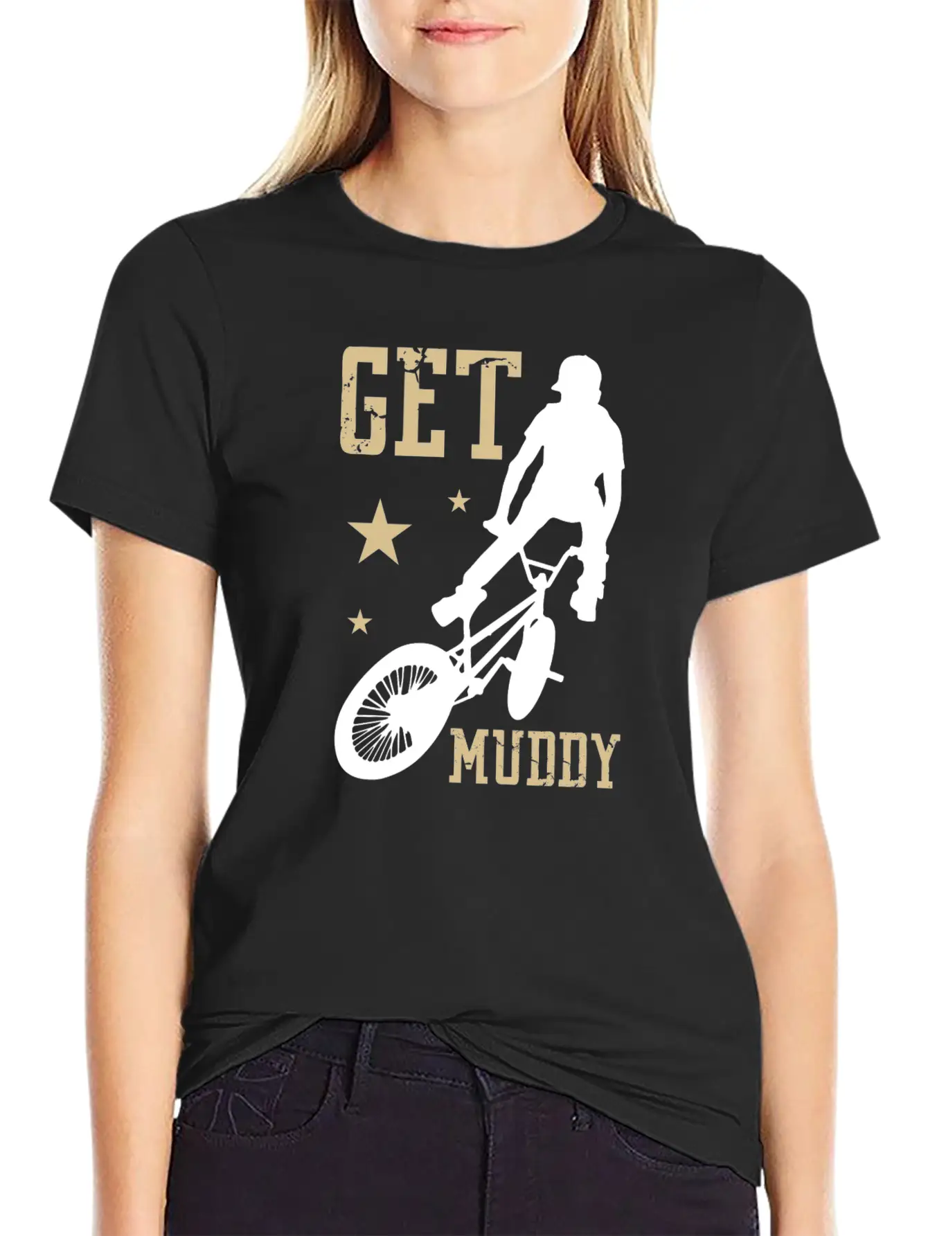 Get Muddy Riding Bicycle Healthy Lifestyle Travel Basic Graphic T-Shirt – Daily Comfort In Soft Cotton