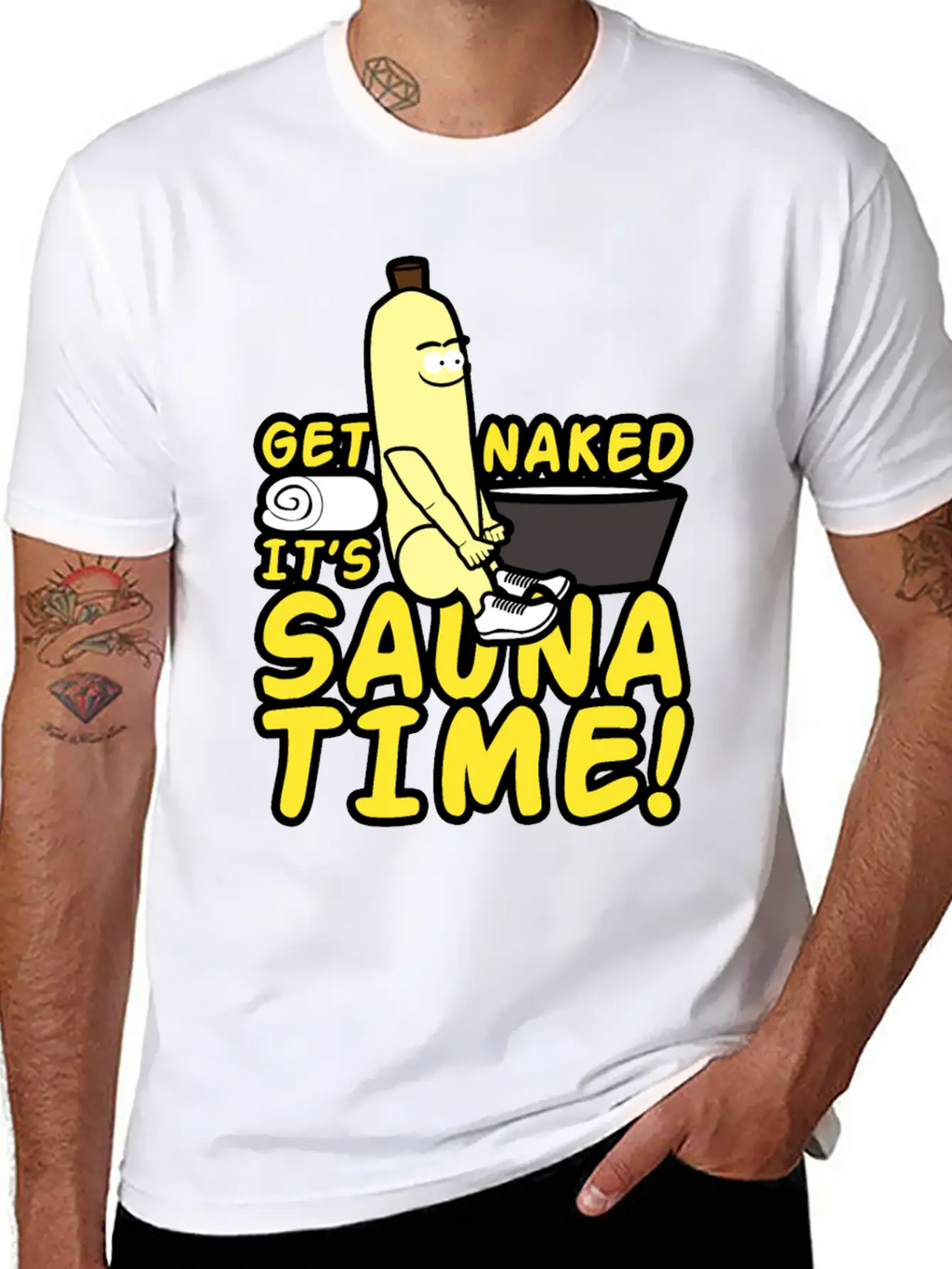 Get Naked It`s Saunatime Timeless Short Sleeve Tee – Comfy And Minimalist Design