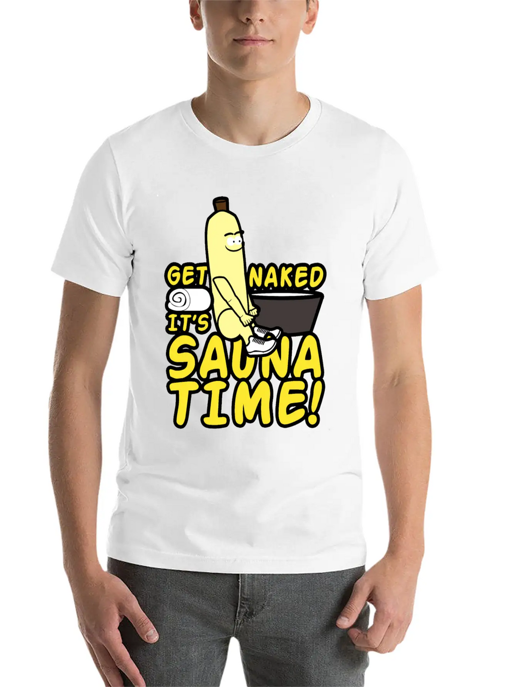 Get Naked It`s Saunatime Timeless Short Sleeve Tee – Comfy And Minimalist Design