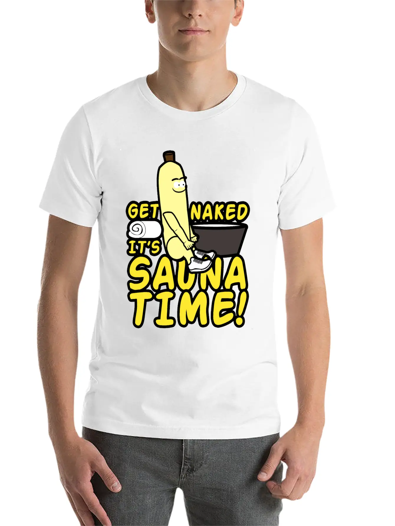 Get Naked It`s Saunatime Timeless Short Sleeve Tee – Comfy And Minimalist Design