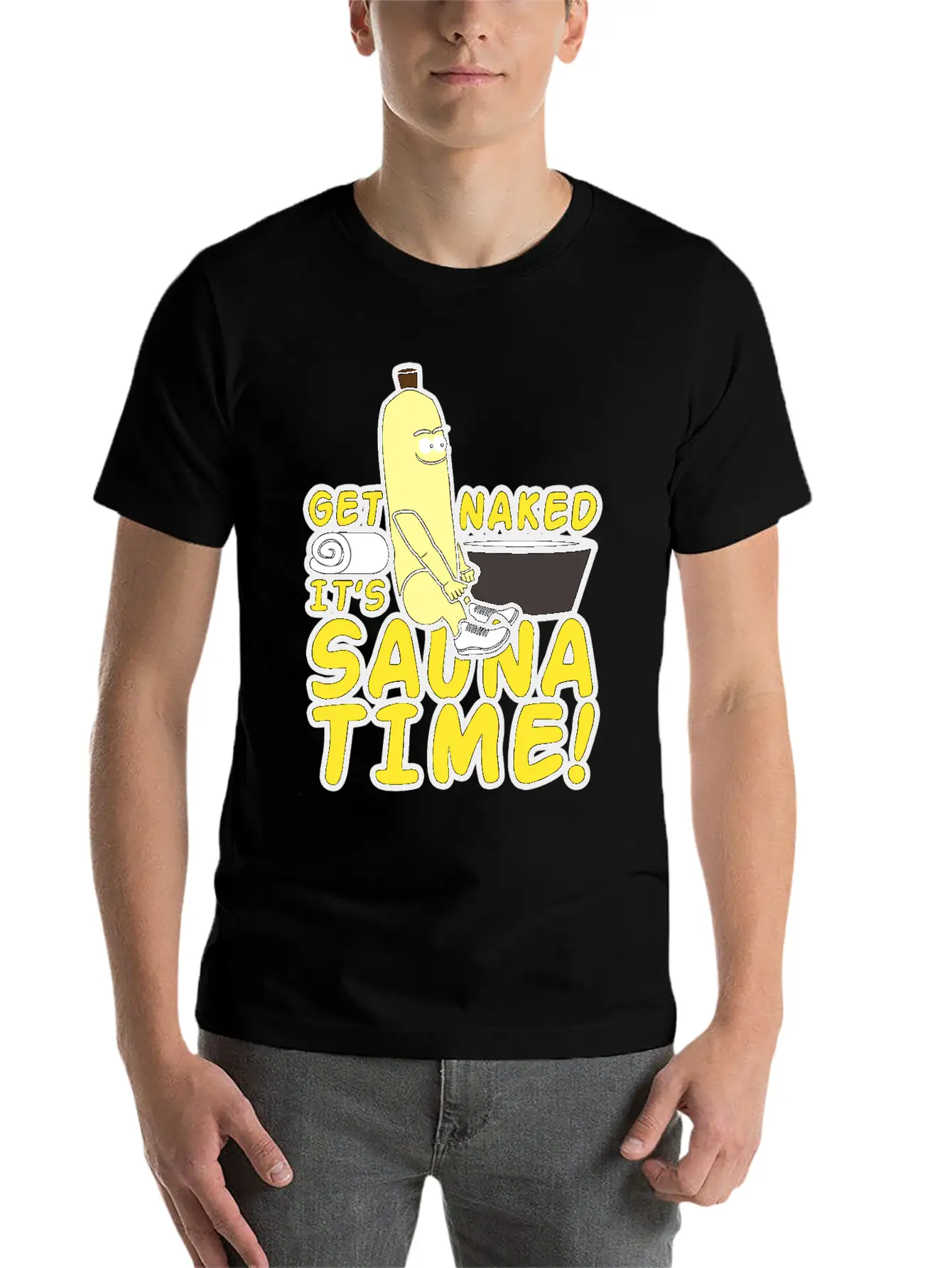 Get Naked It`s Saunatime Timeless Short Sleeve Tee – Comfy And Minimalist Design