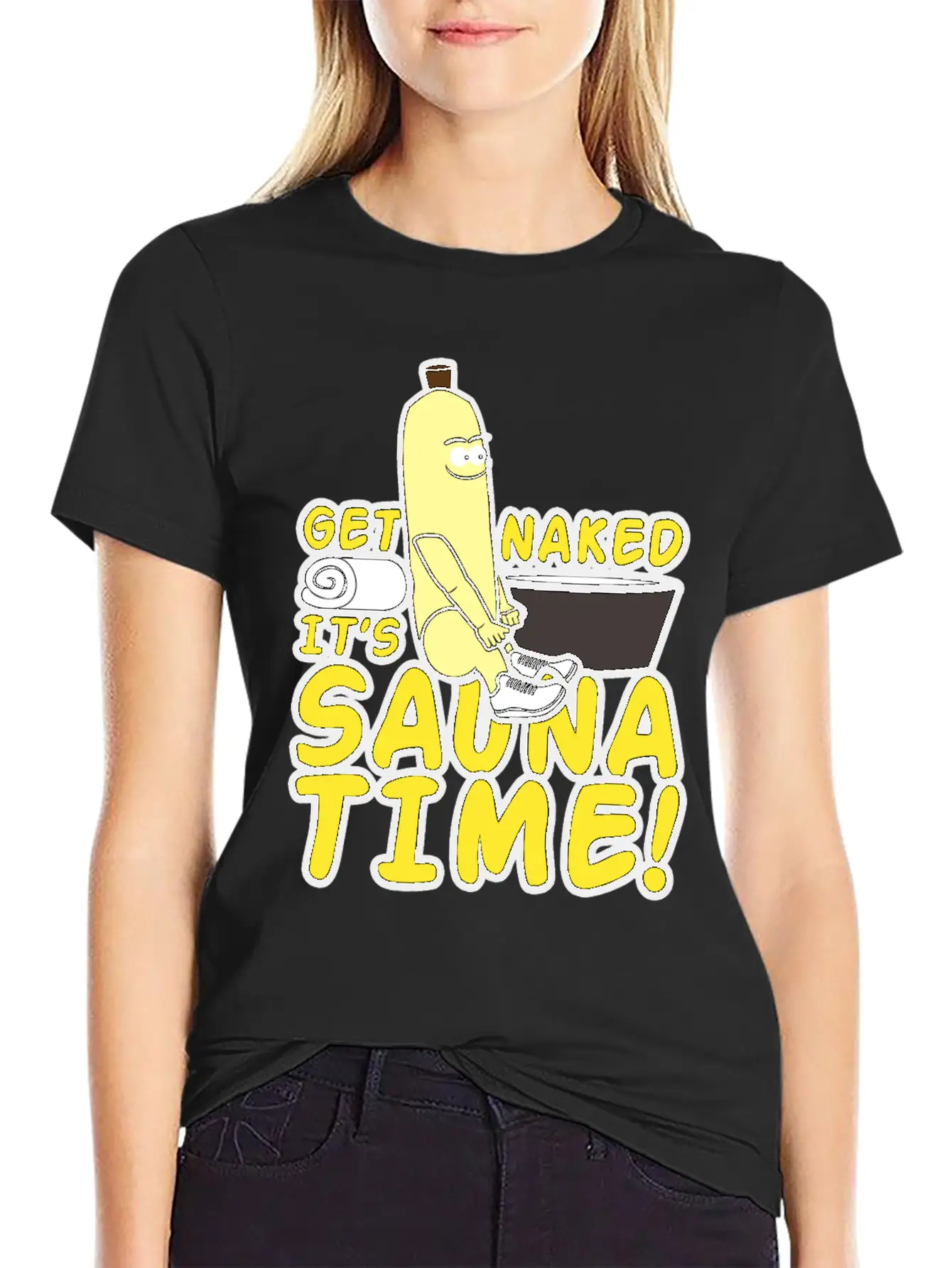 Get Naked It`s Saunatime Timeless Short Sleeve Tee – Comfy And Minimalist Design