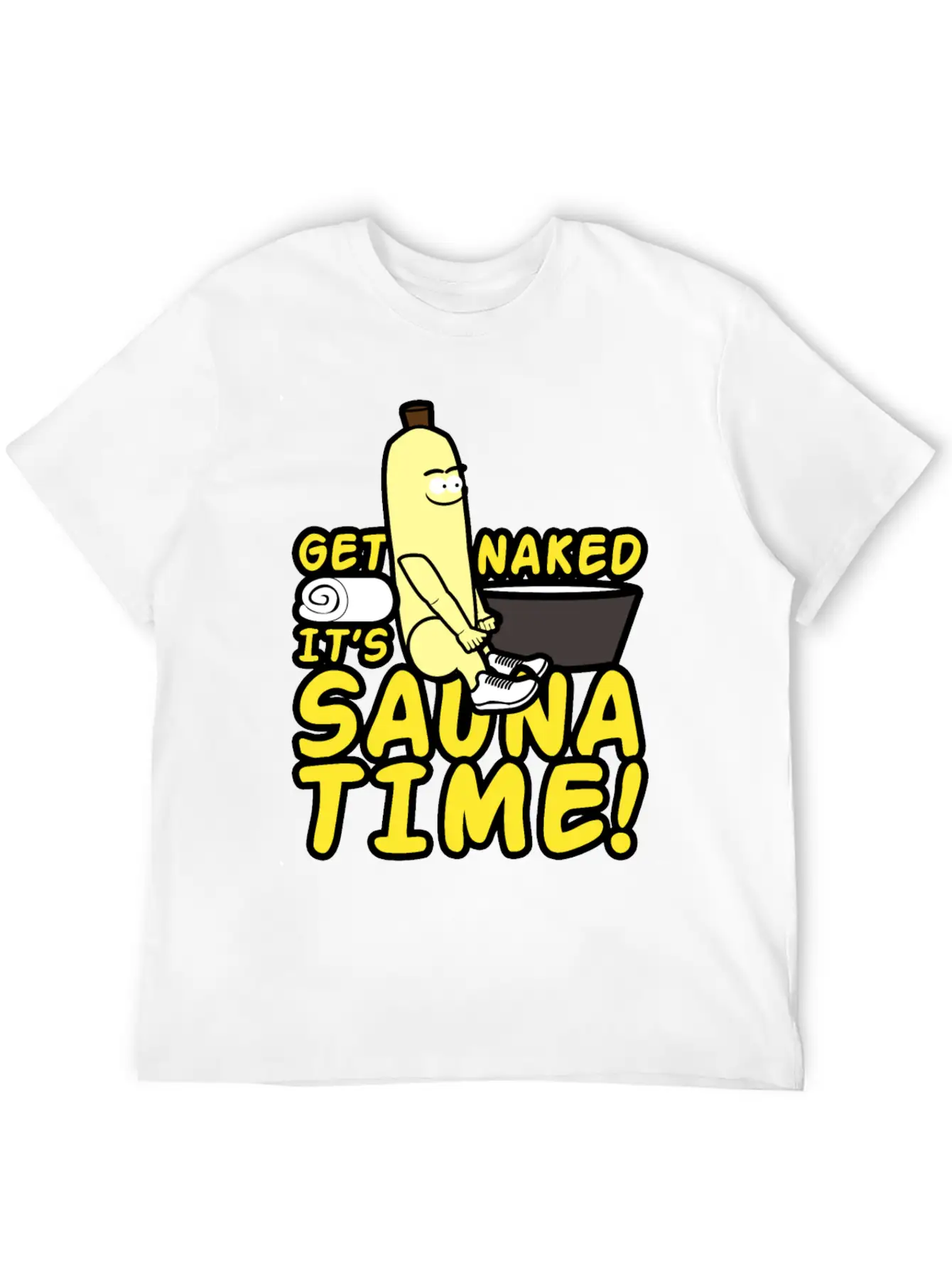 Get Naked It`s Saunatime Timeless Short Sleeve Tee – Comfy And Minimalist Design