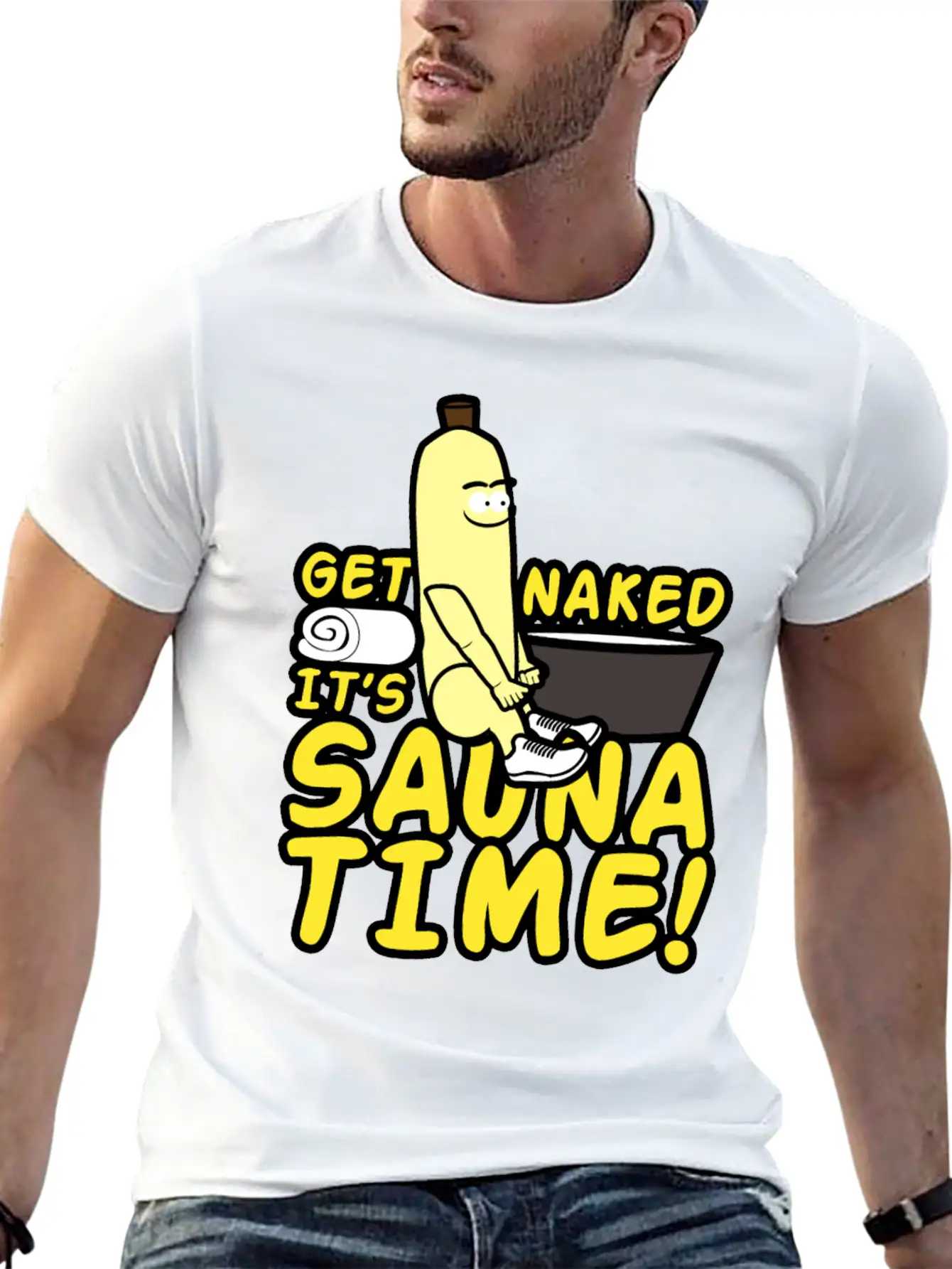 Get Naked It`s Saunatime Timeless Short Sleeve Tee – Comfy And Minimalist Design