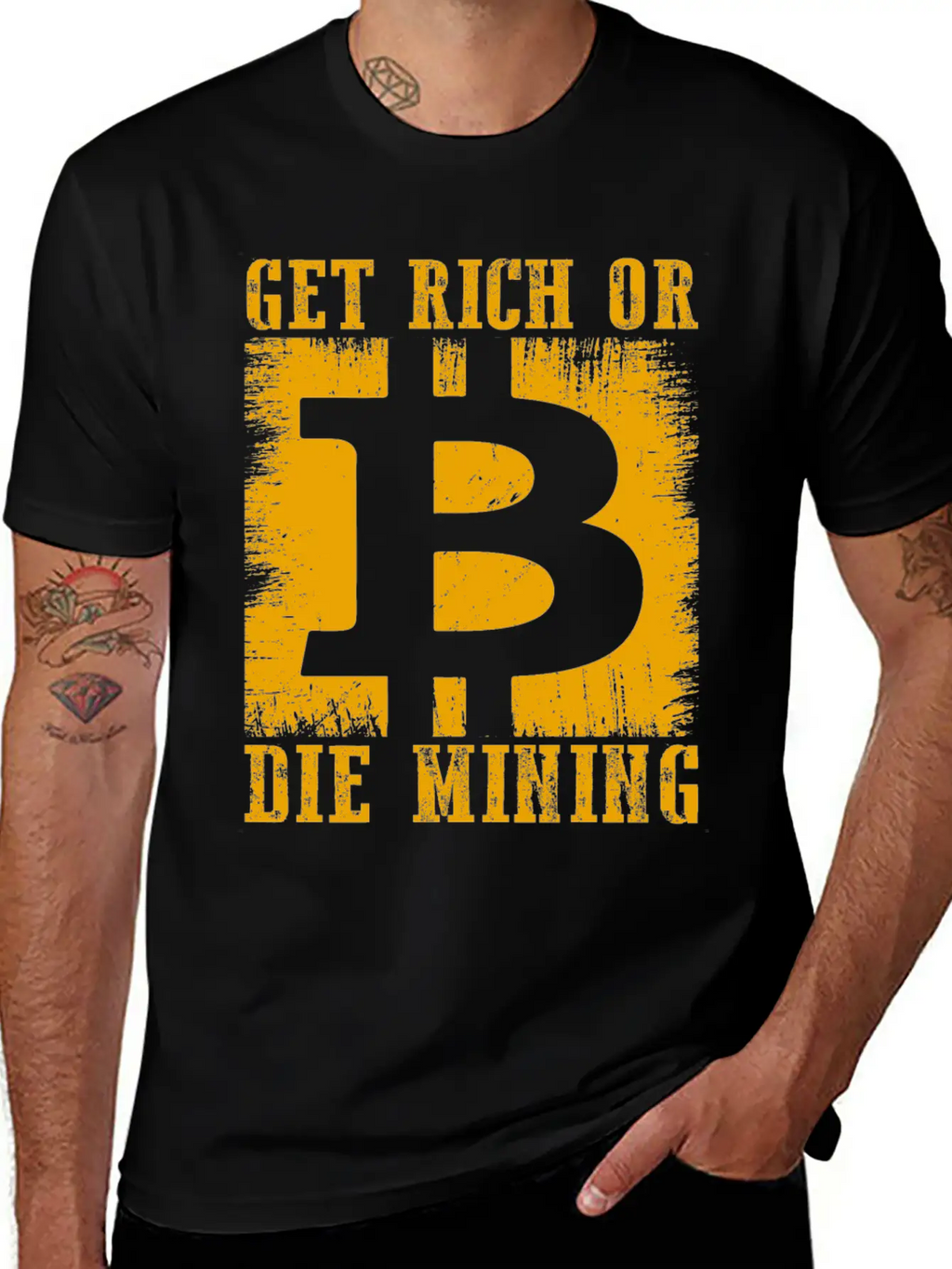Get Rich Or Die Mining Basic Graphic T-Shirt – Daily Comfort In Soft Cotton