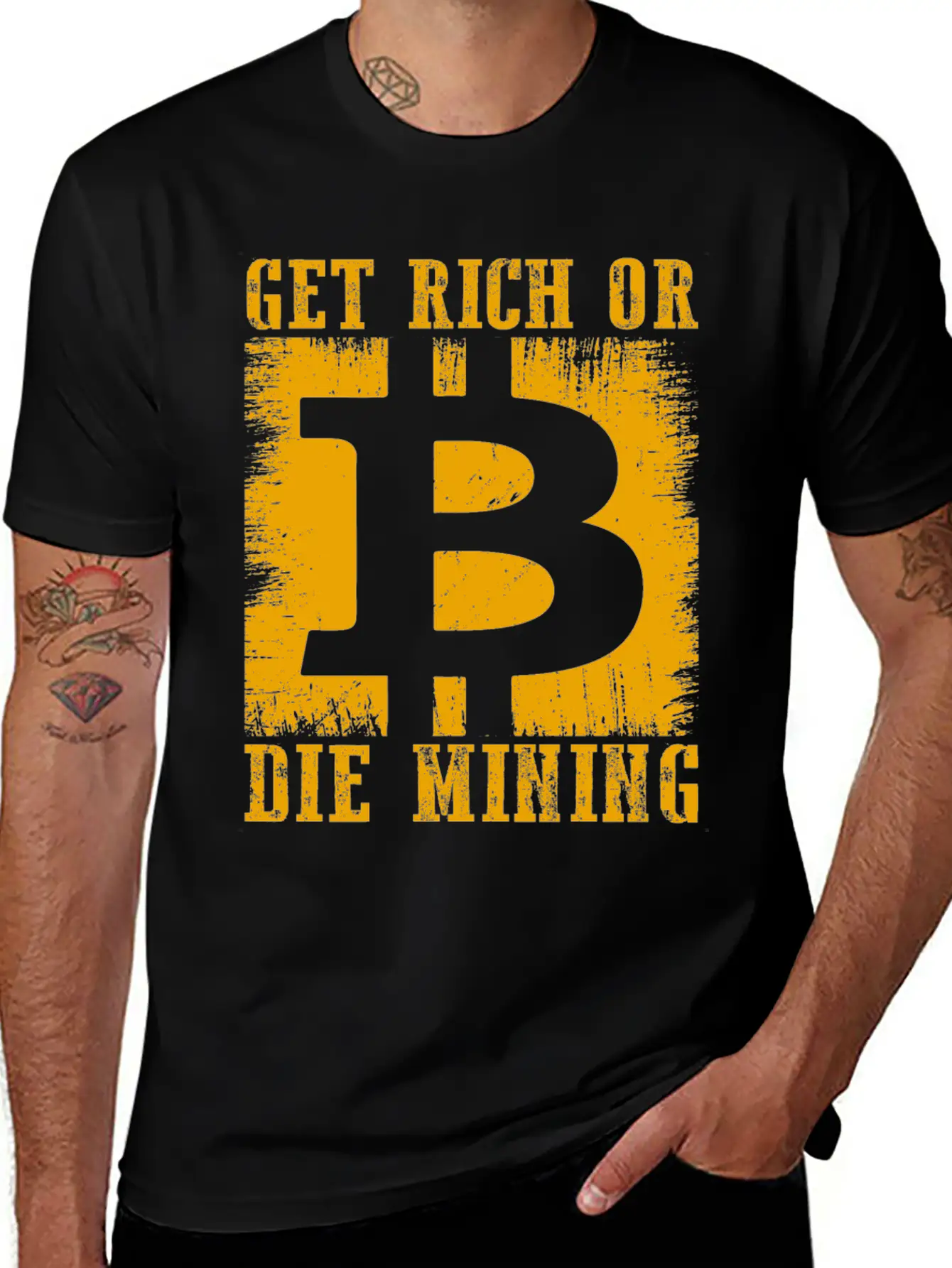 Get Rich Or Die Mining Basic Graphic T-Shirt – Daily Comfort In Soft Cotton