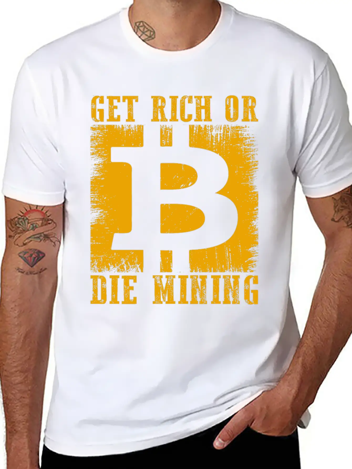 Get Rich Or Die Mining Basic Graphic T-Shirt – Daily Comfort In Soft Cotton