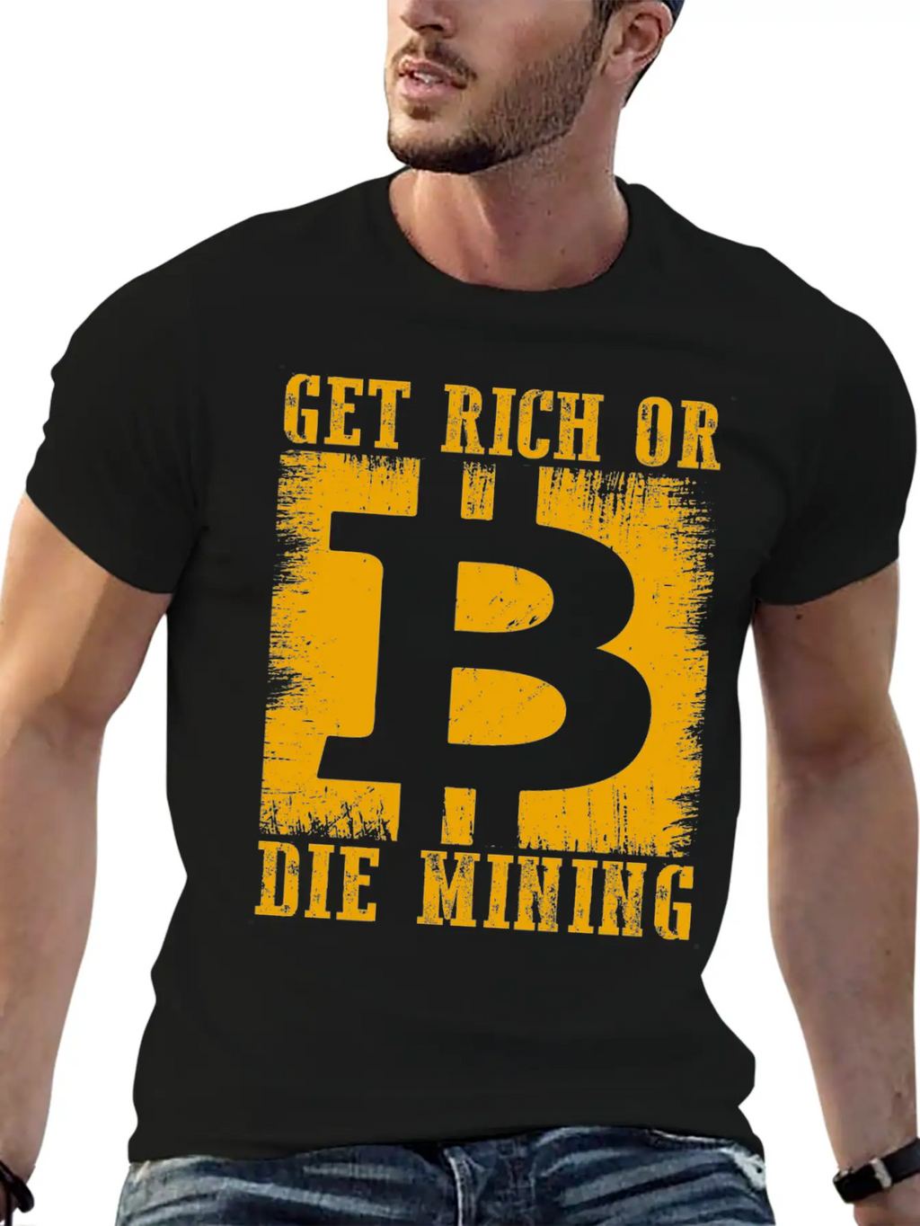 Get Rich Or Die Mining Basic Graphic T-Shirt – Daily Comfort In Soft Cotton