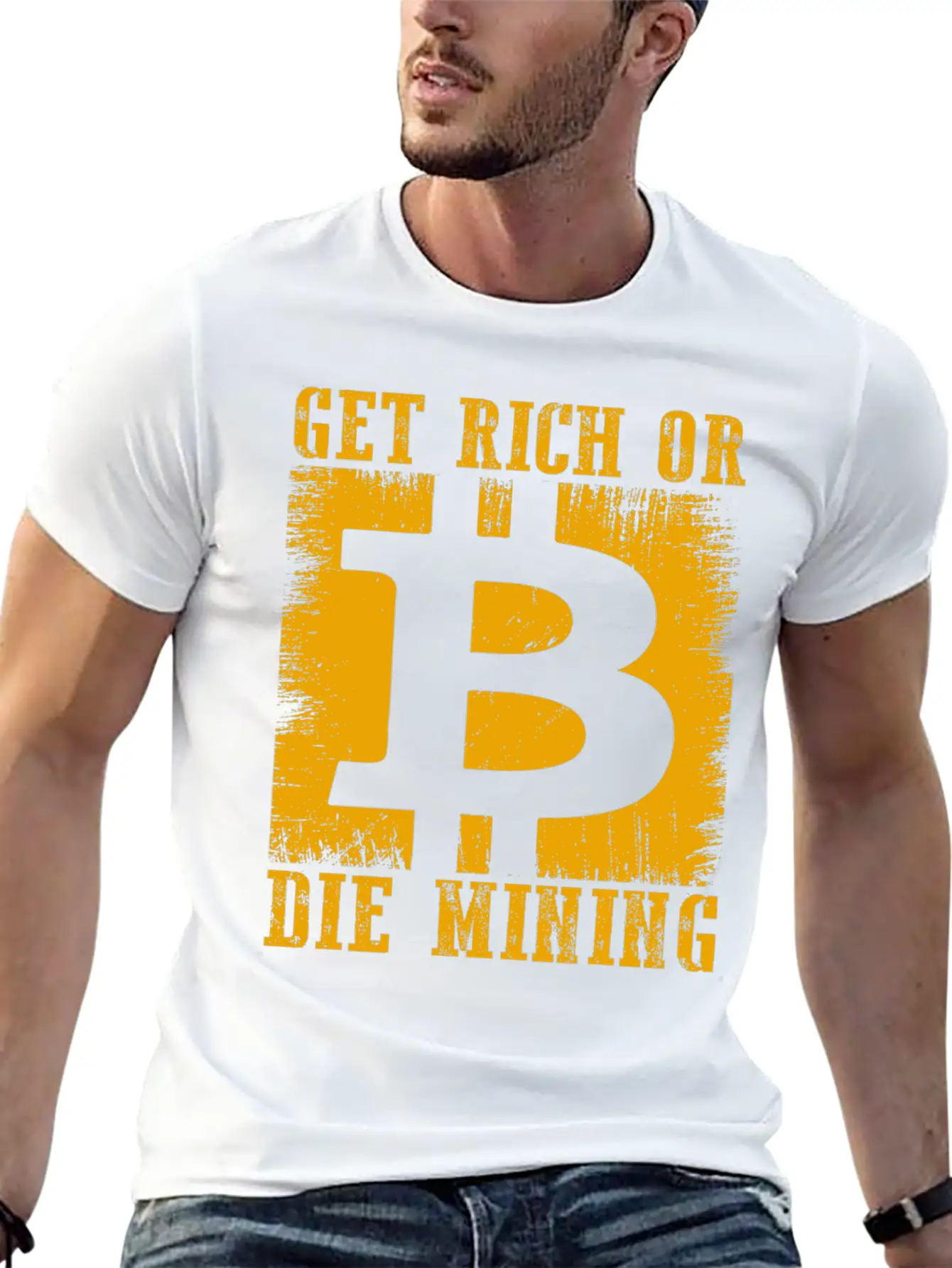 Get Rich Or Die Mining Basic Graphic T-Shirt – Daily Comfort In Soft Cotton
