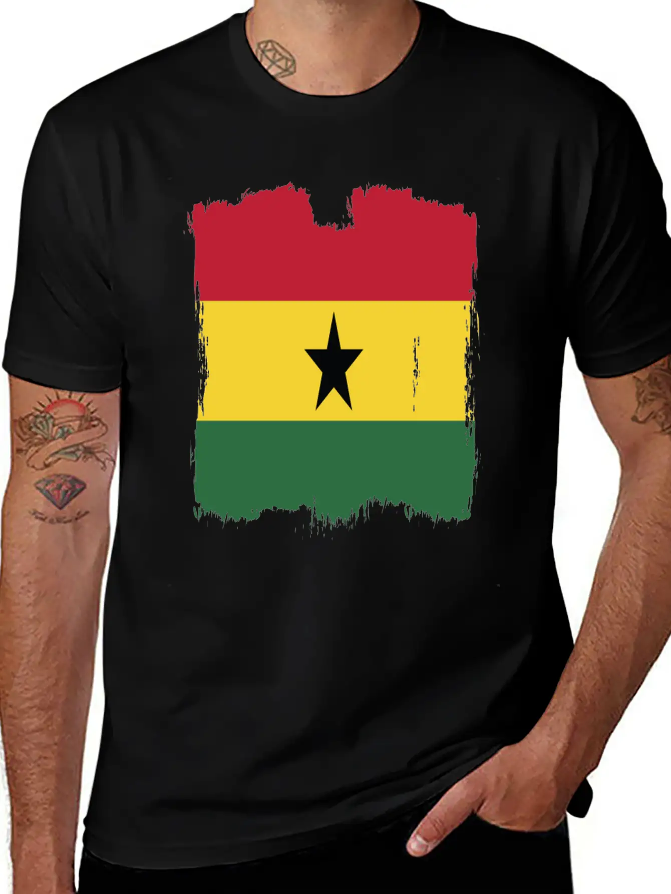 Ghana Flag Breathable Graphic T-Shirt – Perfect For Casual Days