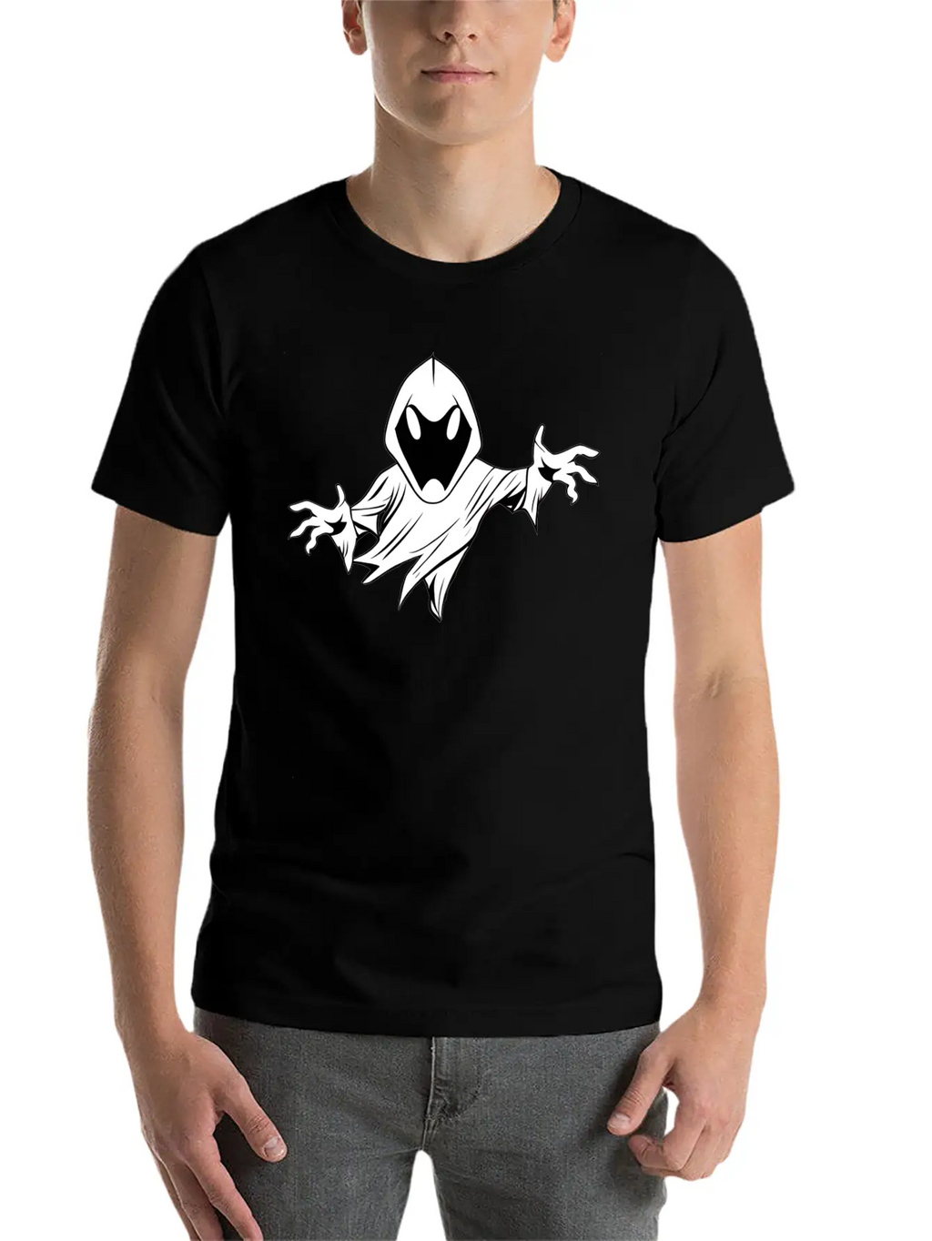 Ghost Black And White Doodle Design Relaxed Everyday Tee – Lightweight And Durable Cotton