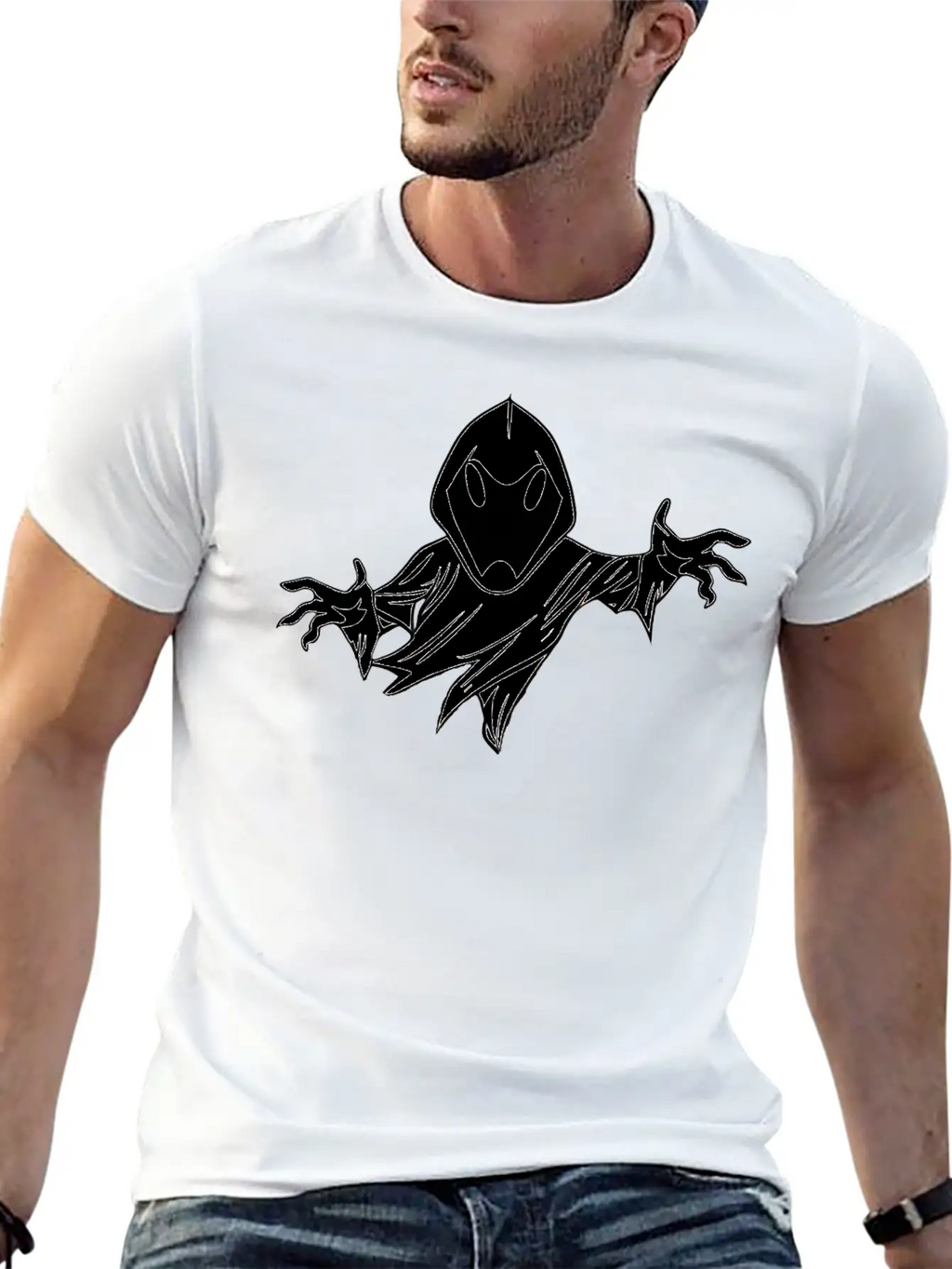 Ghost Black And White Doodle Design Relaxed Everyday Tee – Lightweight And Durable Cotton
