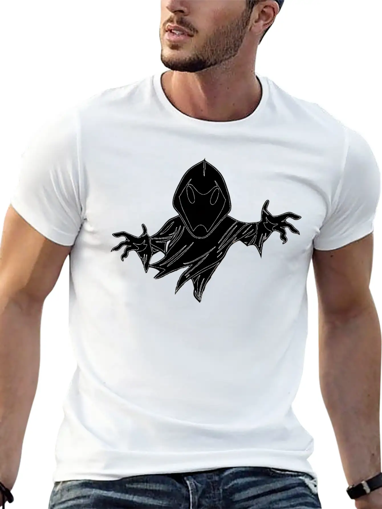 Ghost Black And White Doodle Design Relaxed Everyday Tee – Lightweight And Durable Cotton