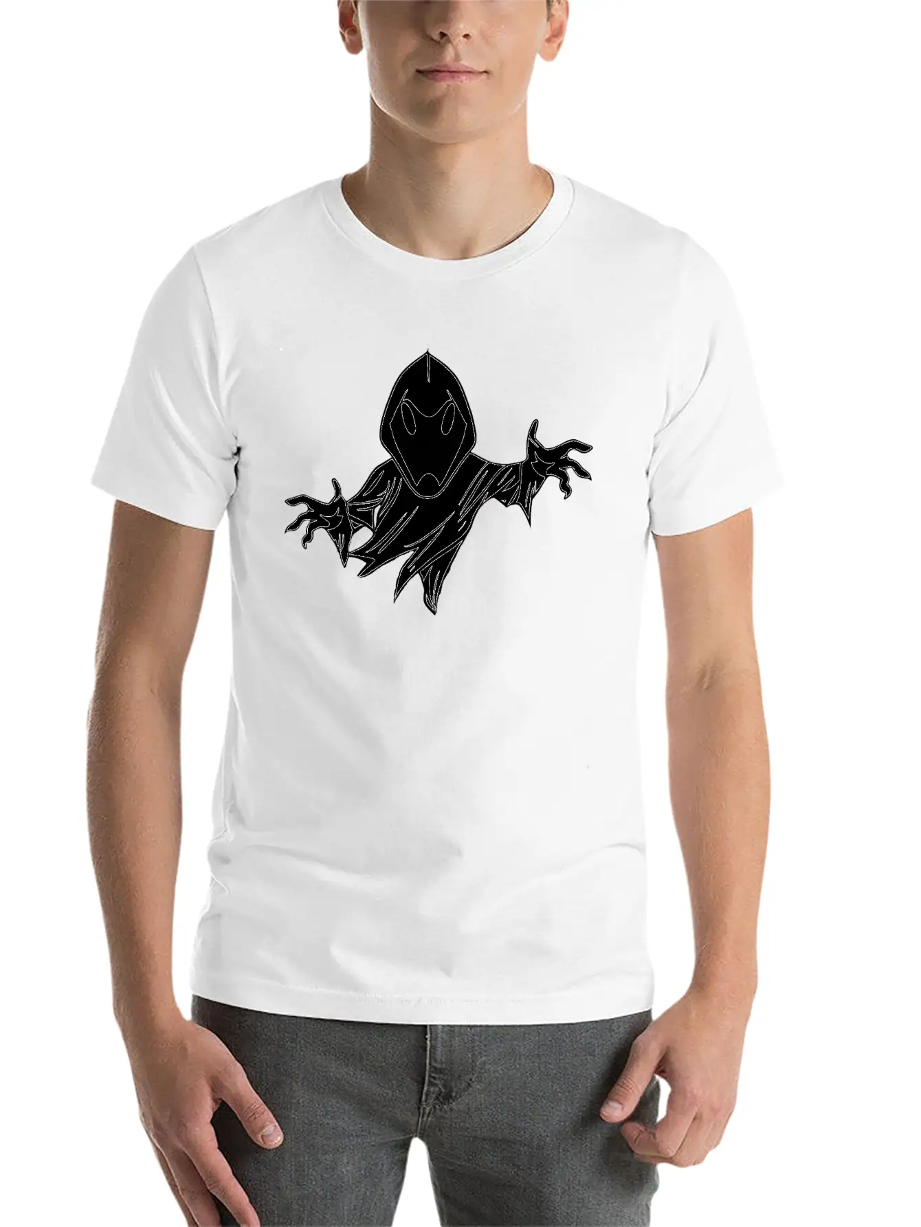 Ghost Black And White Doodle Design Relaxed Everyday Tee – Lightweight And Durable Cotton