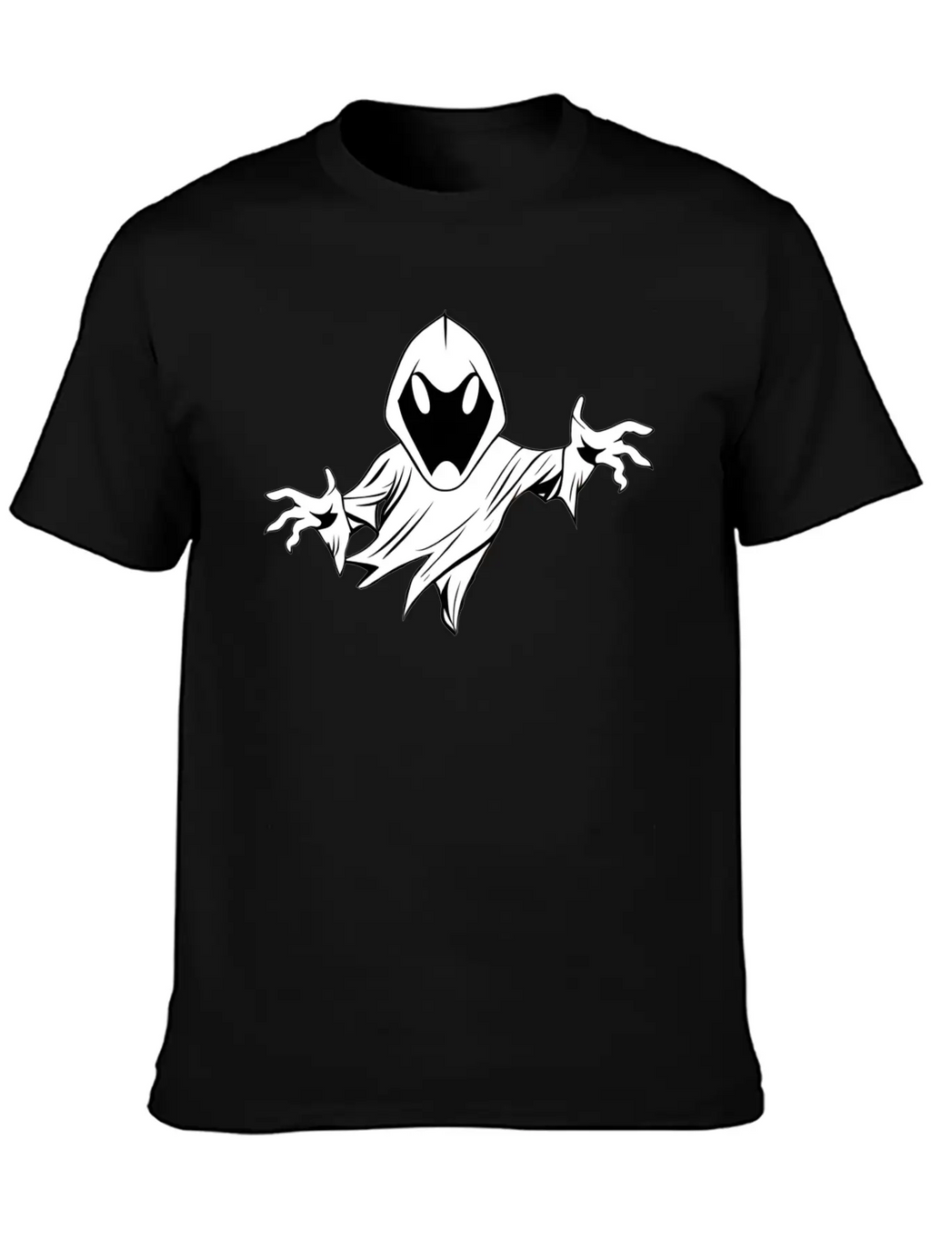 Ghost Black And White Doodle Design Relaxed Everyday Tee – Lightweight And Durable Cotton