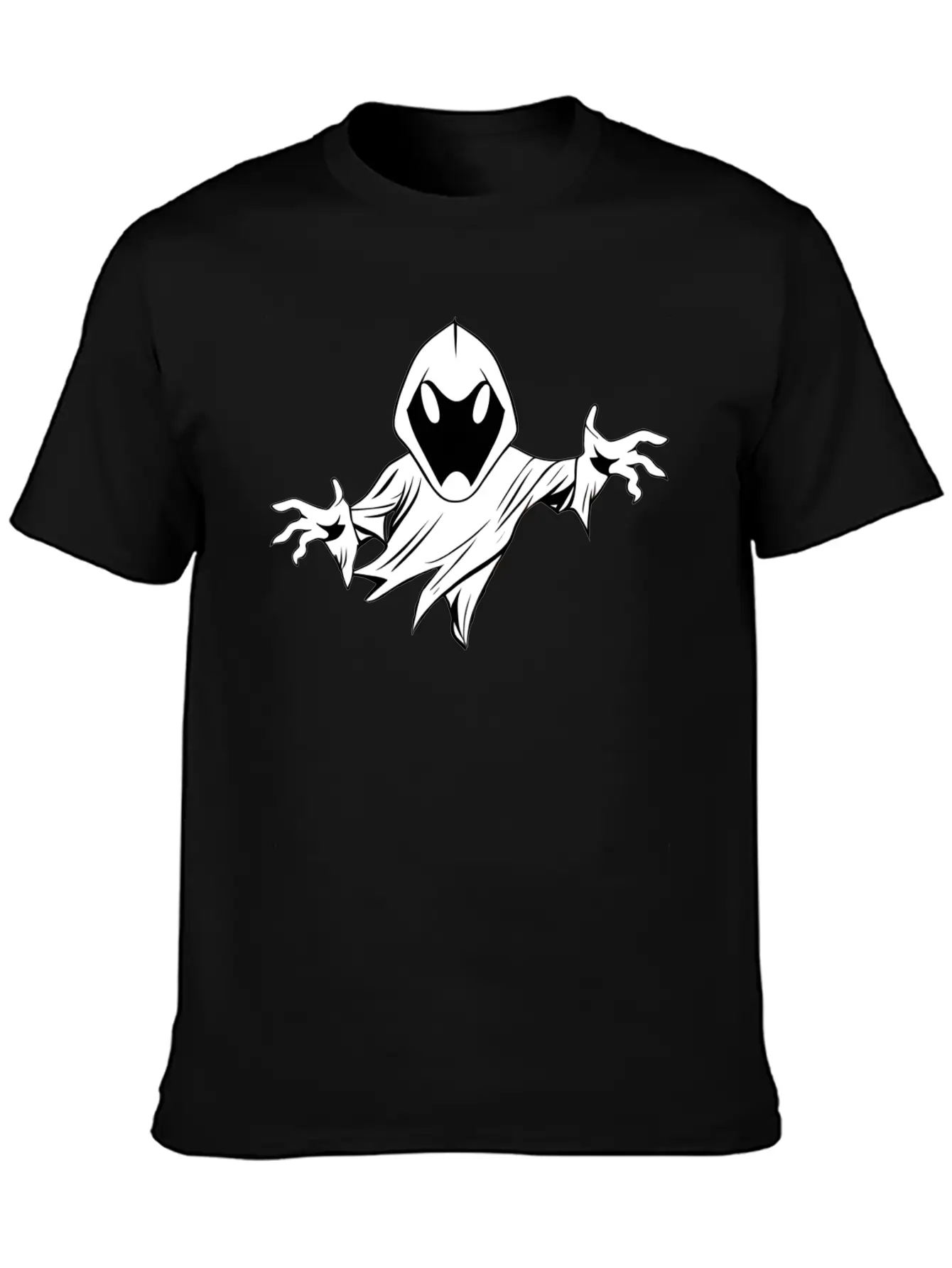 Ghost Black And White Doodle Design Relaxed Everyday Tee – Lightweight And Durable Cotton