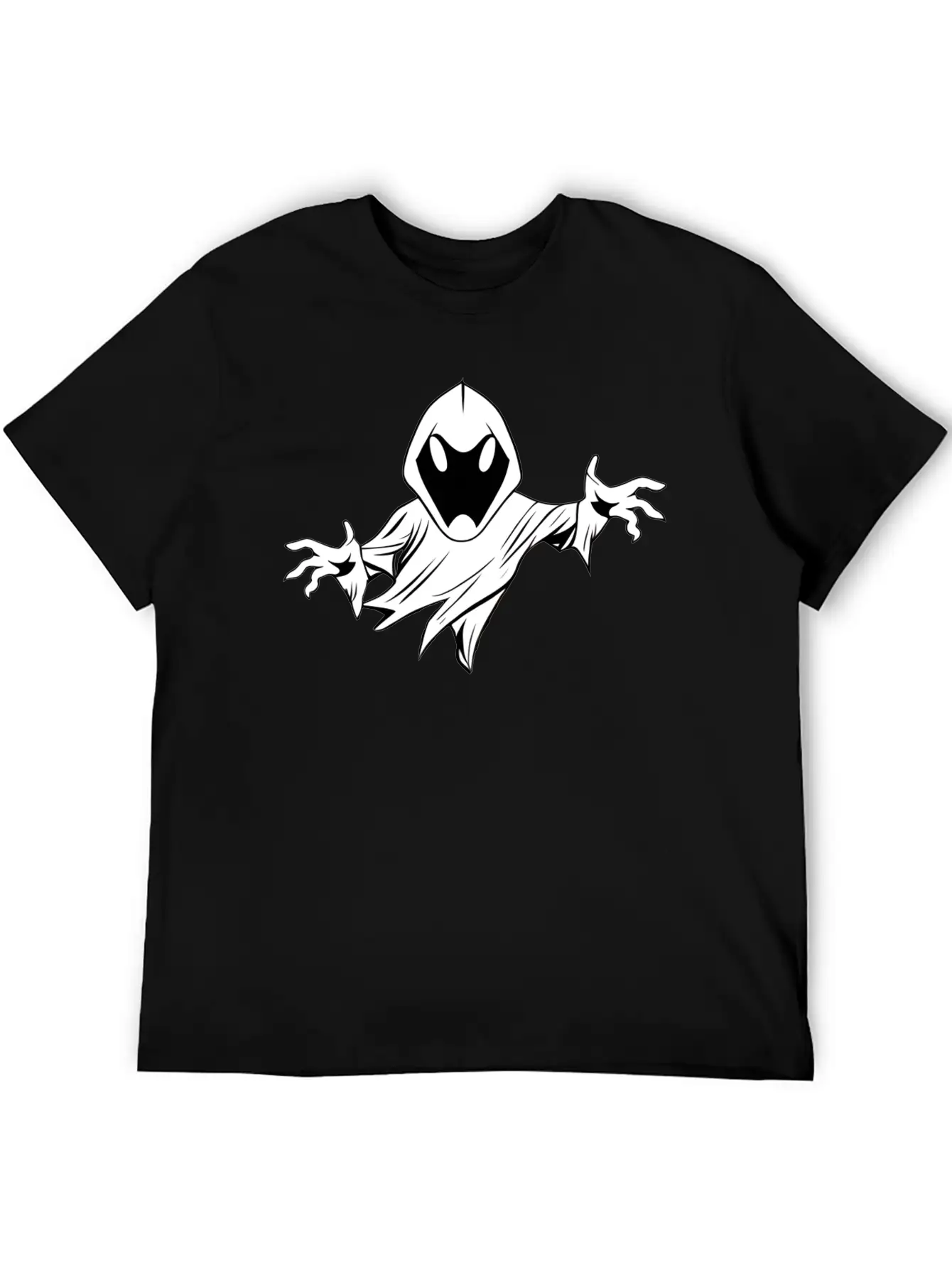 Ghost Black And White Doodle Design Relaxed Everyday Tee – Lightweight And Durable Cotton