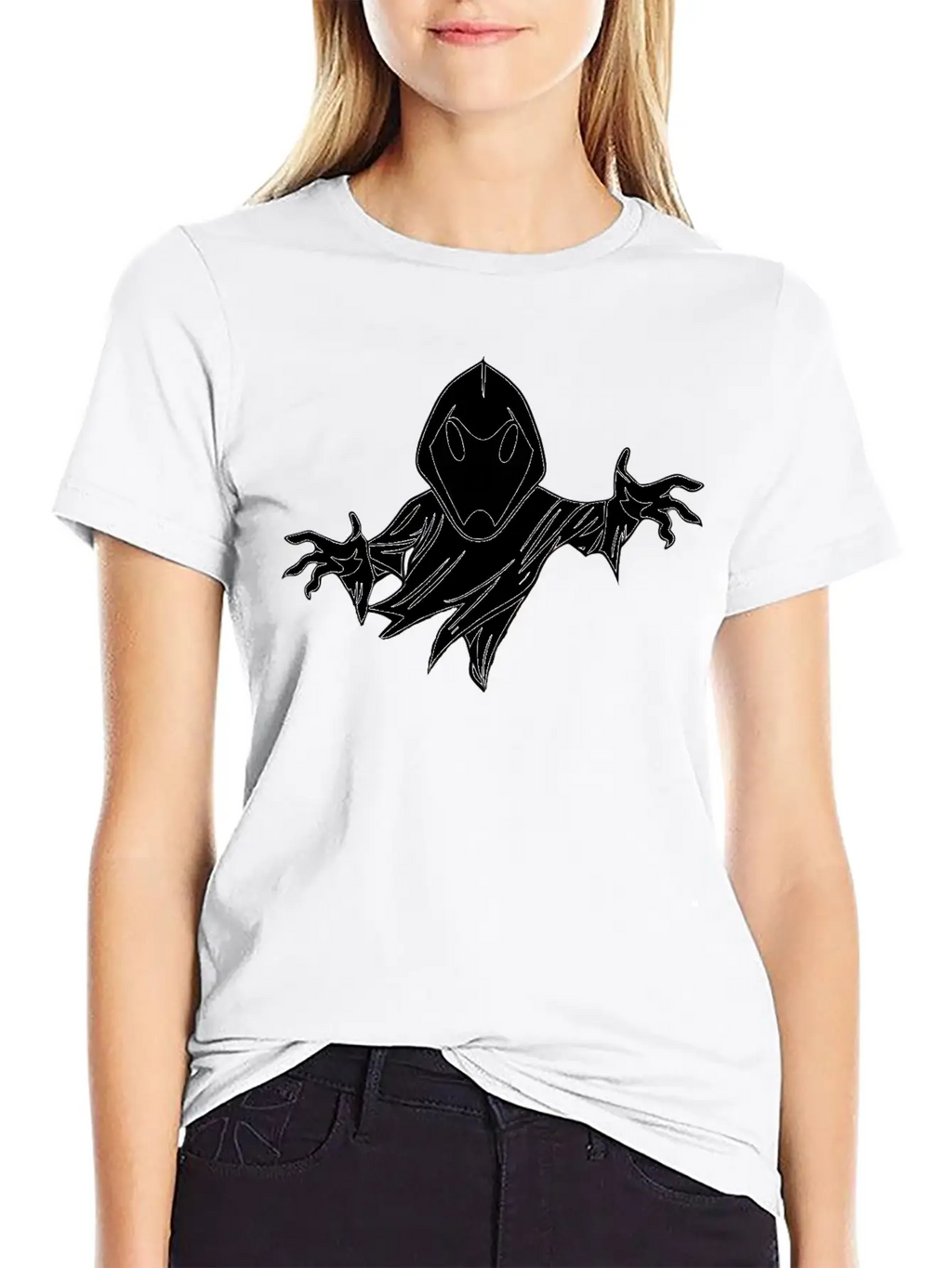 Ghost Black And White Doodle Design Relaxed Everyday Tee – Lightweight And Durable Cotton