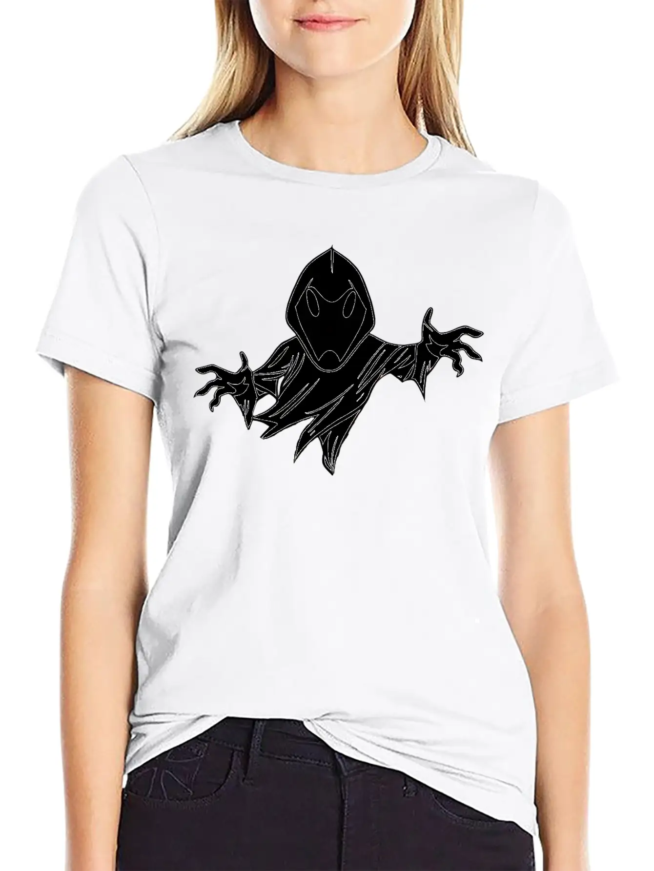 Ghost Black And White Doodle Design Relaxed Everyday Tee – Lightweight And Durable Cotton