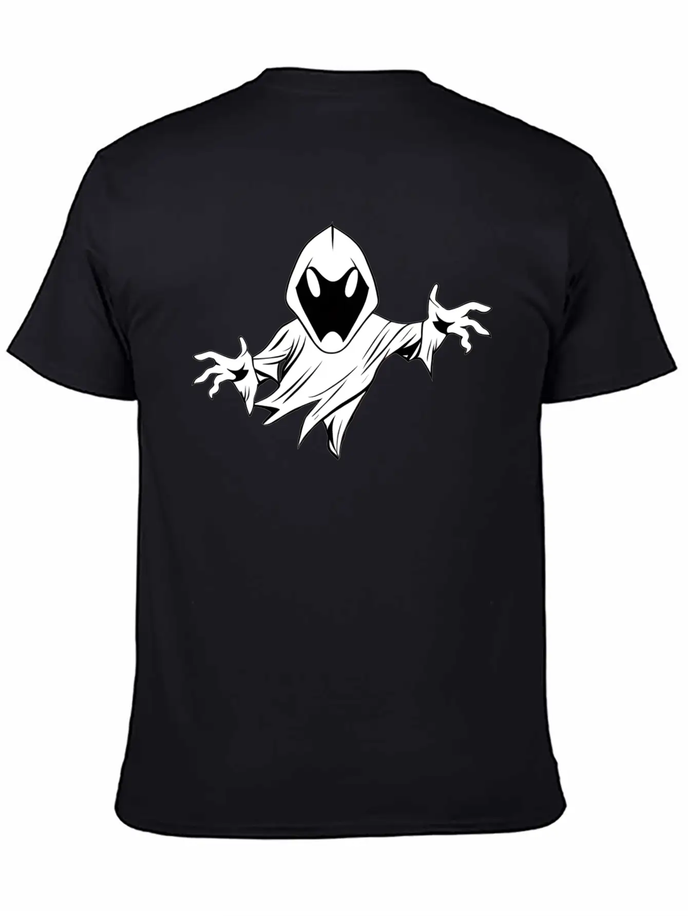 Ghost Black And White Doodle Design Relaxed Everyday Tee – Lightweight And Durable Cotton