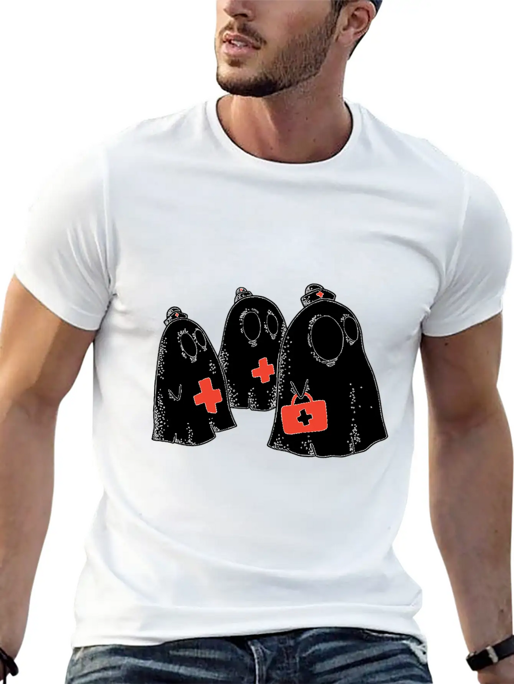 Ghost Nurses Funny Halloween Shirts 2019 Stylish Everyday T-Shirt – Unisex Basic Cotton Tee