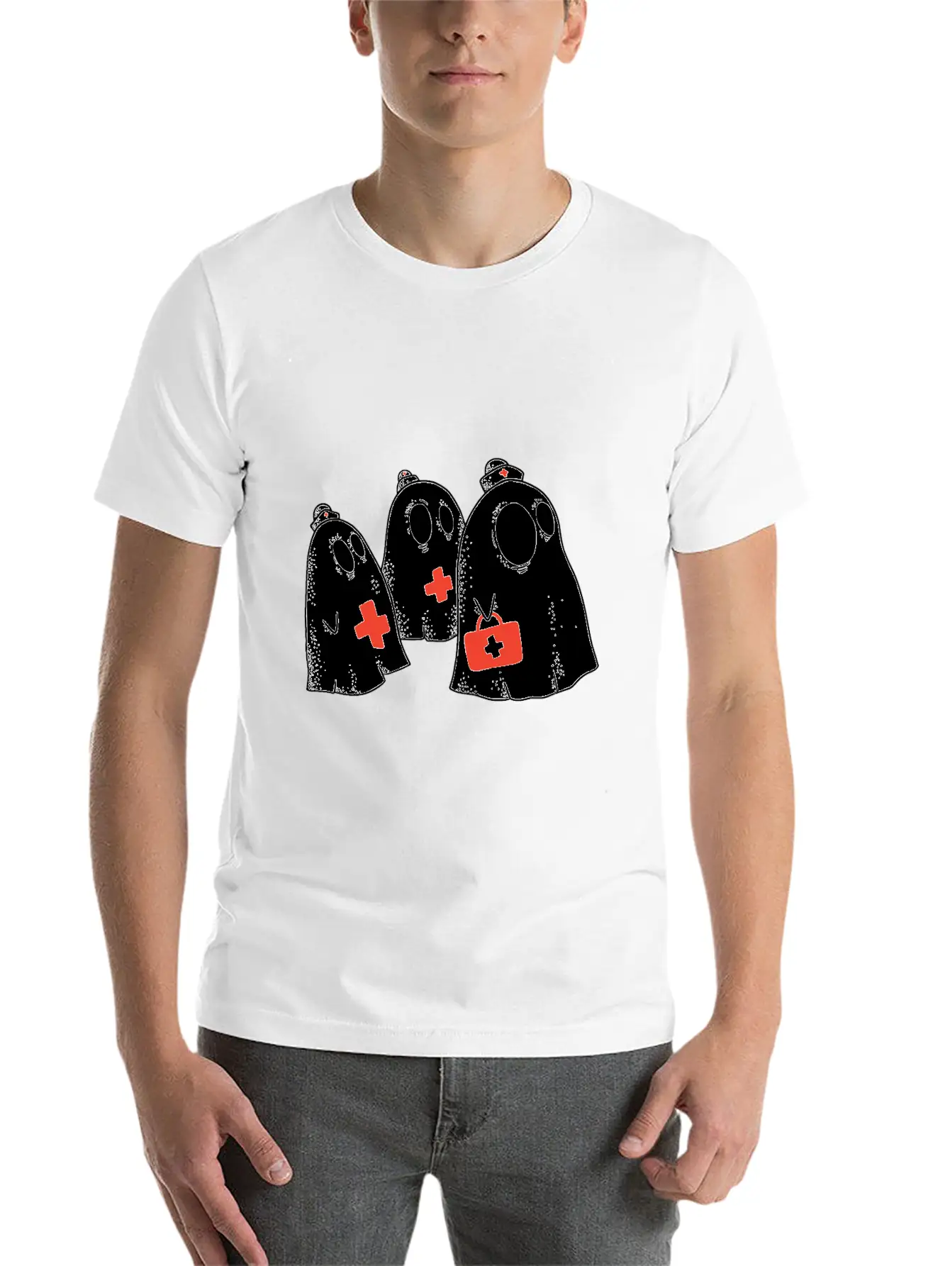 Ghost Nurses Funny Halloween Shirts 2019 Stylish Everyday T-Shirt – Unisex Basic Cotton Tee