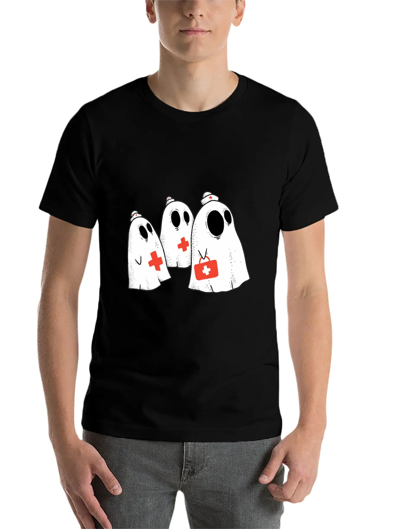 Ghost Nurses Funny Halloween Shirts 2019 Stylish Everyday T-Shirt – Unisex Basic Cotton Tee