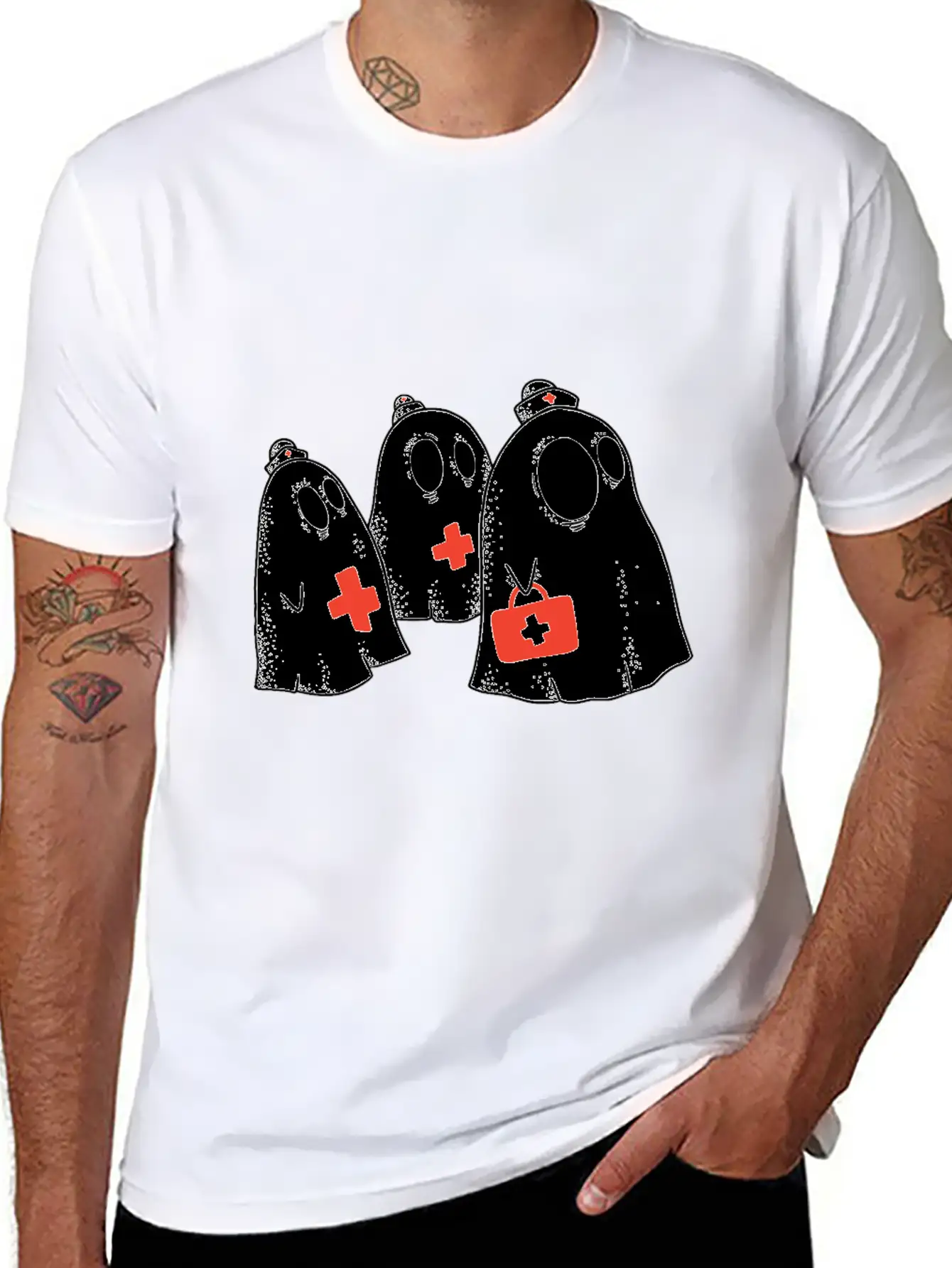 Ghost Nurses Funny Halloween Shirts 2019 Stylish Everyday T-Shirt – Unisex Basic Cotton Tee