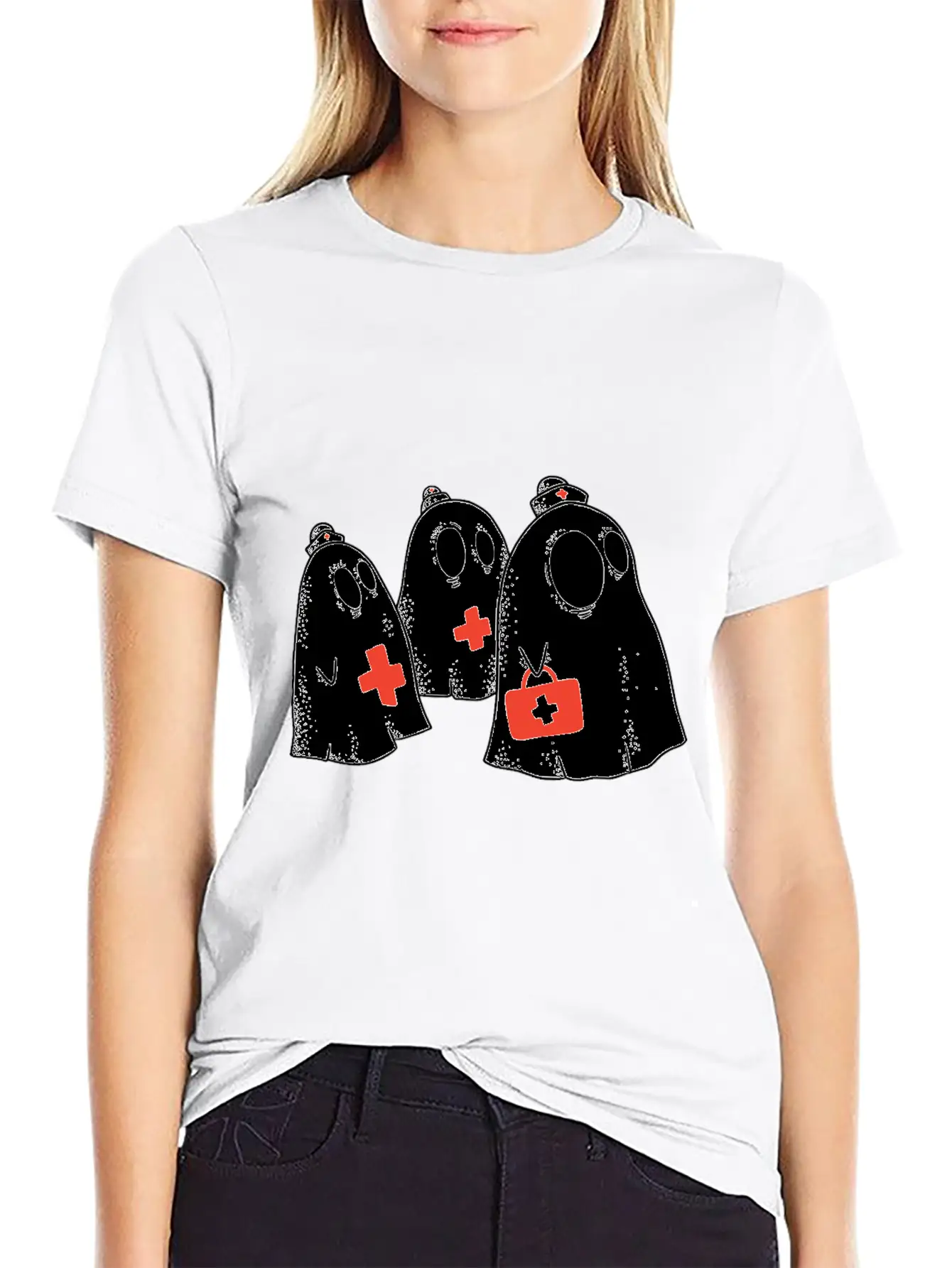Ghost Nurses Funny Halloween Shirts 2019 Stylish Everyday T-Shirt – Unisex Basic Cotton Tee