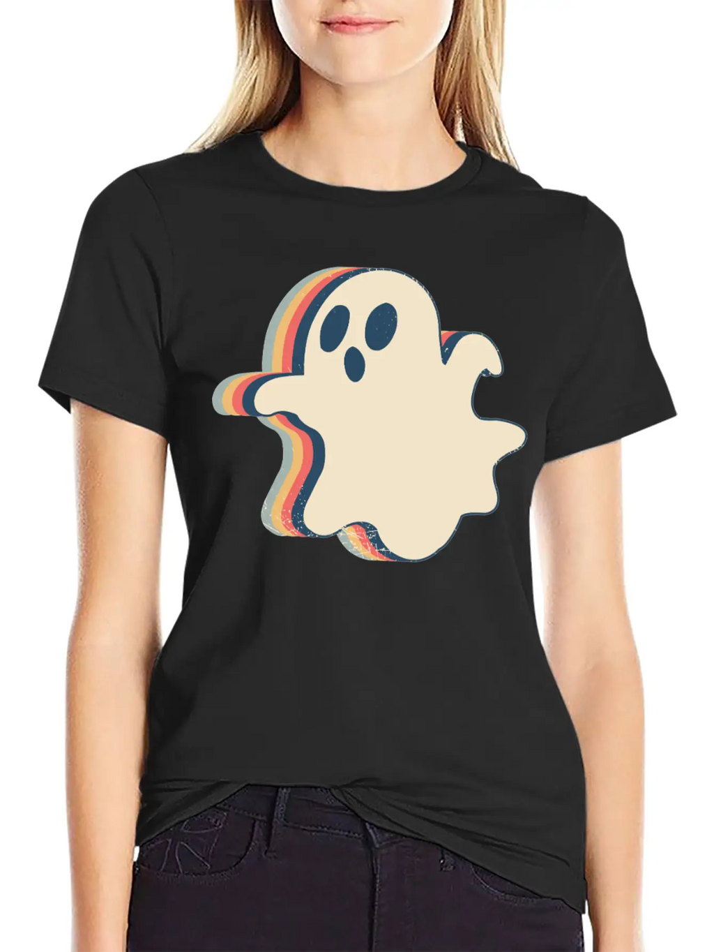 Ghost Spooky Halloween Retro Line Art Classic Cotton Tee – Unisex Comfort For Any Season