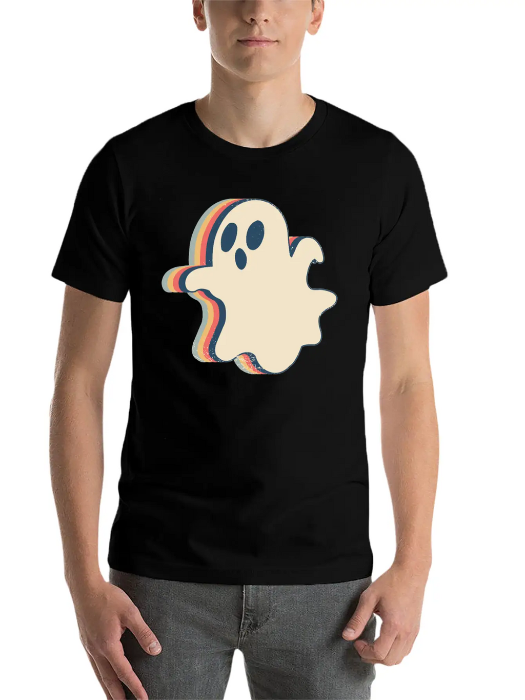 Ghost Spooky Halloween Retro Line Art Classic Cotton Tee – Unisex Comfort For Any Season